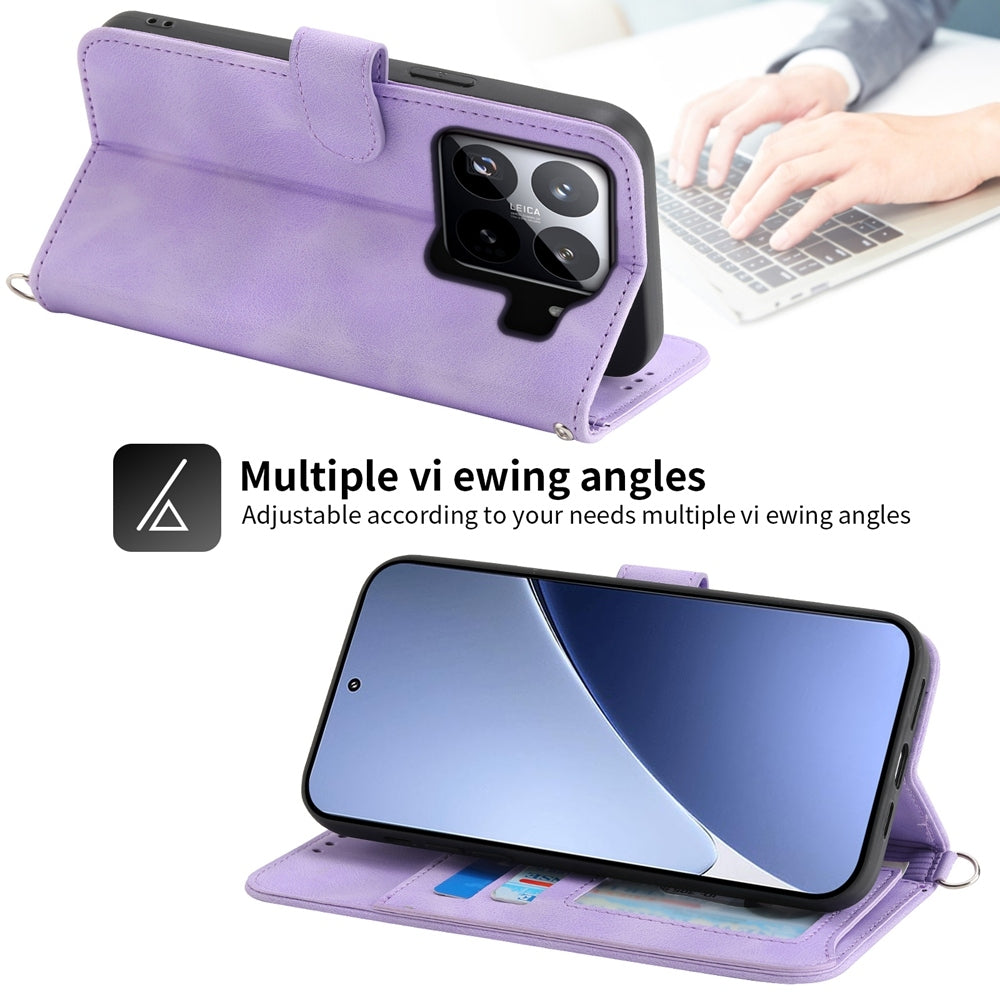 For Xiaomi 15 Pro Skin Feel Flowers Embossed Wallet Leather Phone Case(Purple)