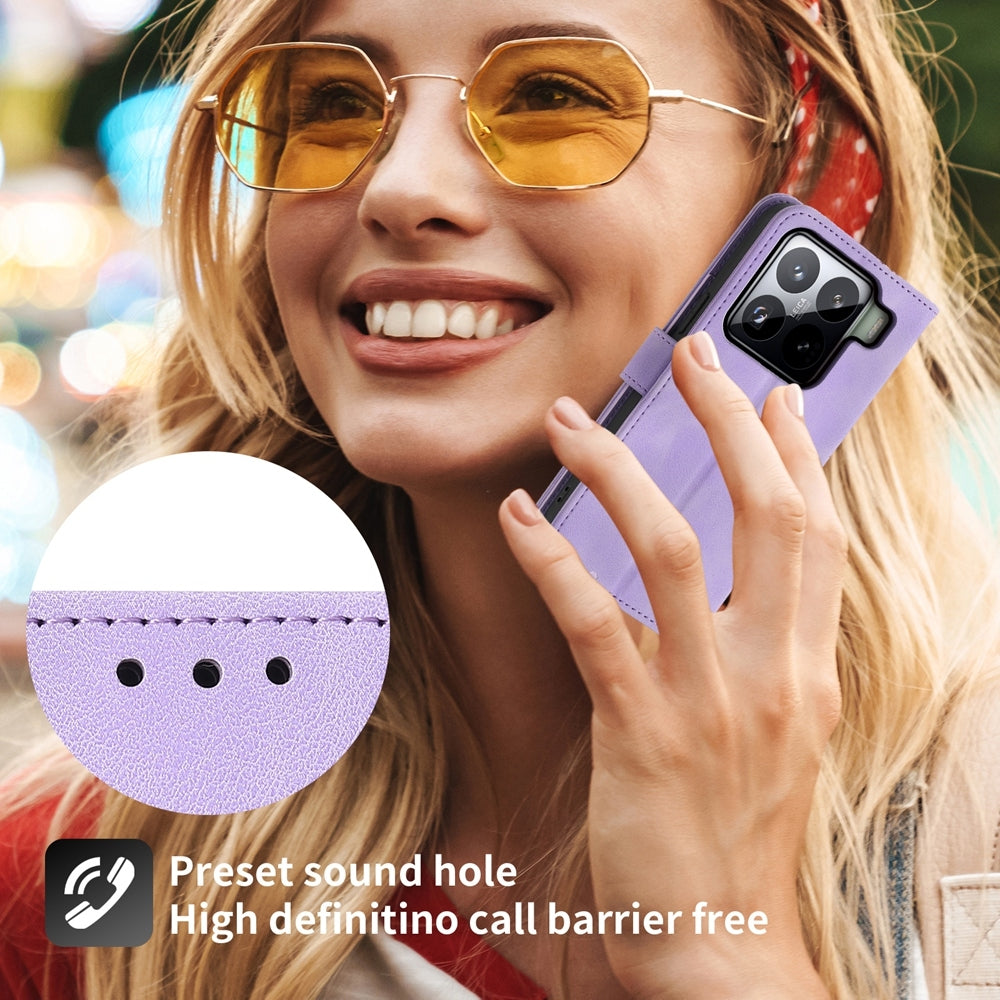 For Xiaomi 15 Pro Skin Feel Flowers Embossed Wallet Leather Phone Case(Purple)