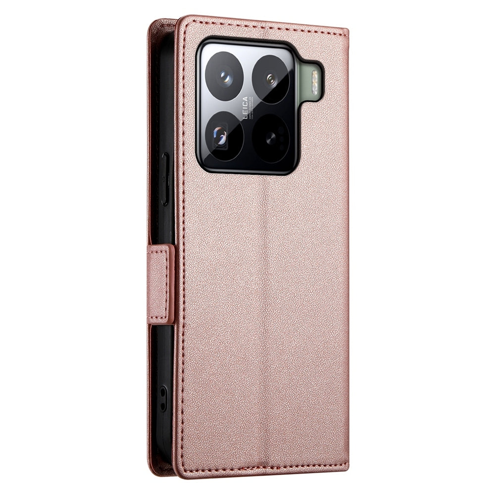 For Xiaomi 15 Pro Side Buckle Magnetic Frosted Leather Phone Case(Rose Gold)