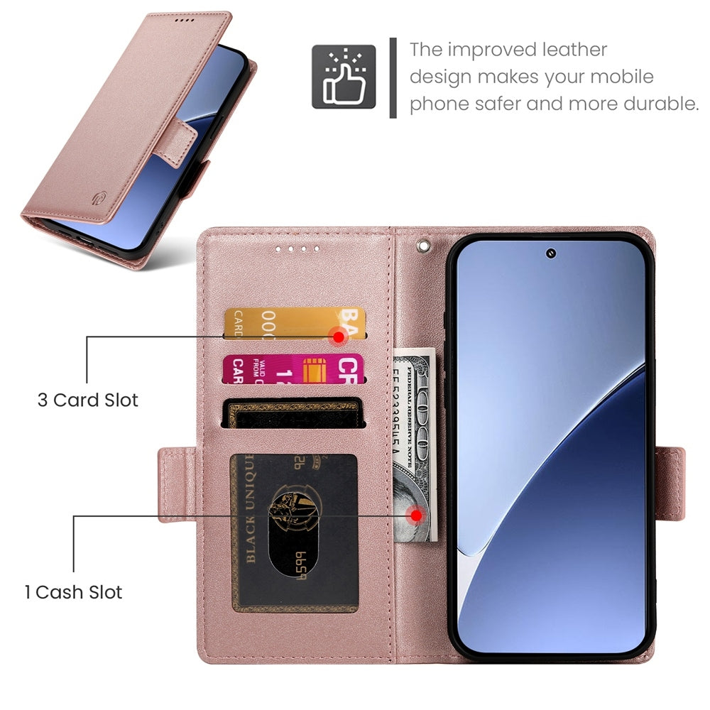 For Xiaomi 15 Pro Side Buckle Magnetic Frosted Leather Phone Case(Rose Gold)