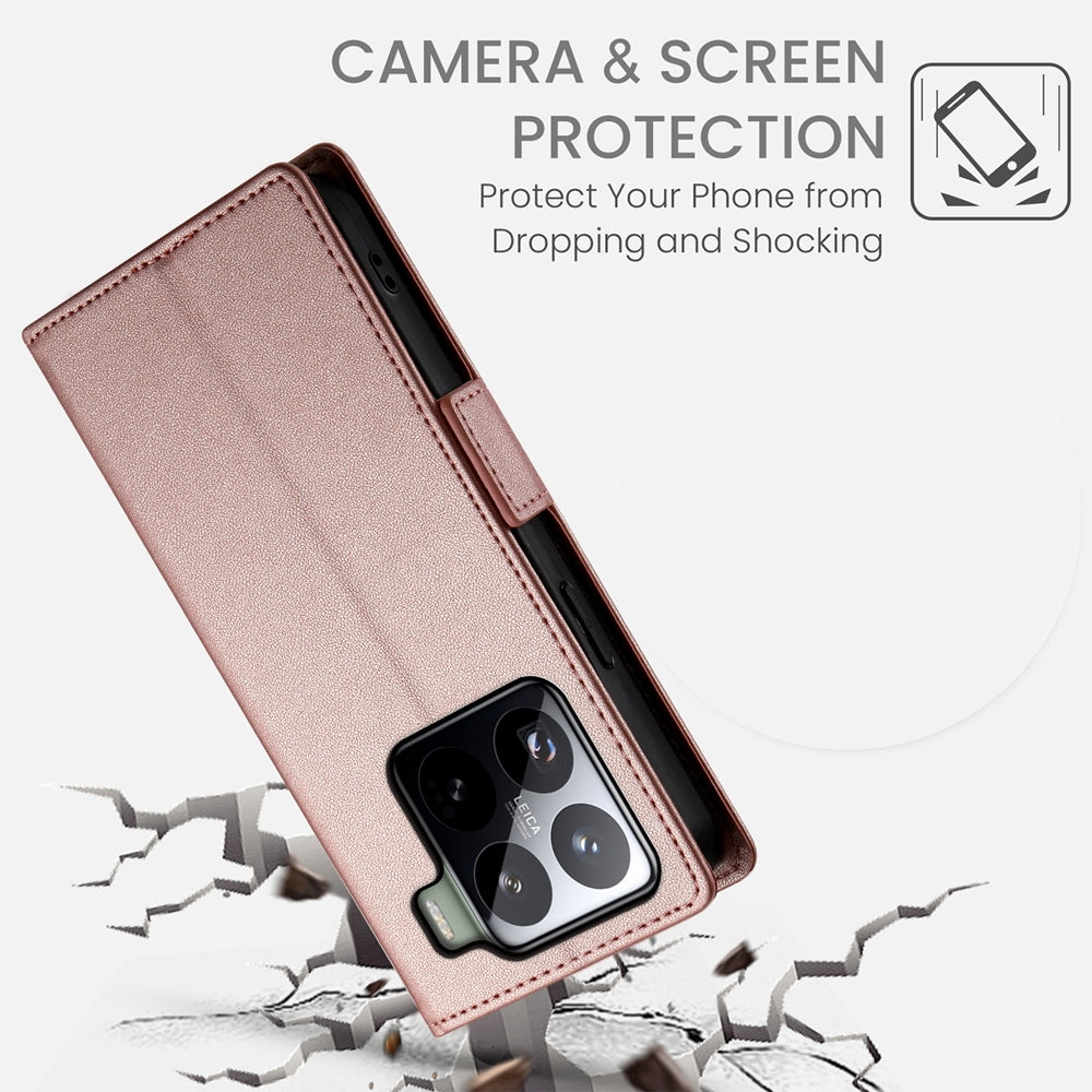 For Xiaomi 15 Pro Side Buckle Magnetic Frosted Leather Phone Case(Rose Gold)