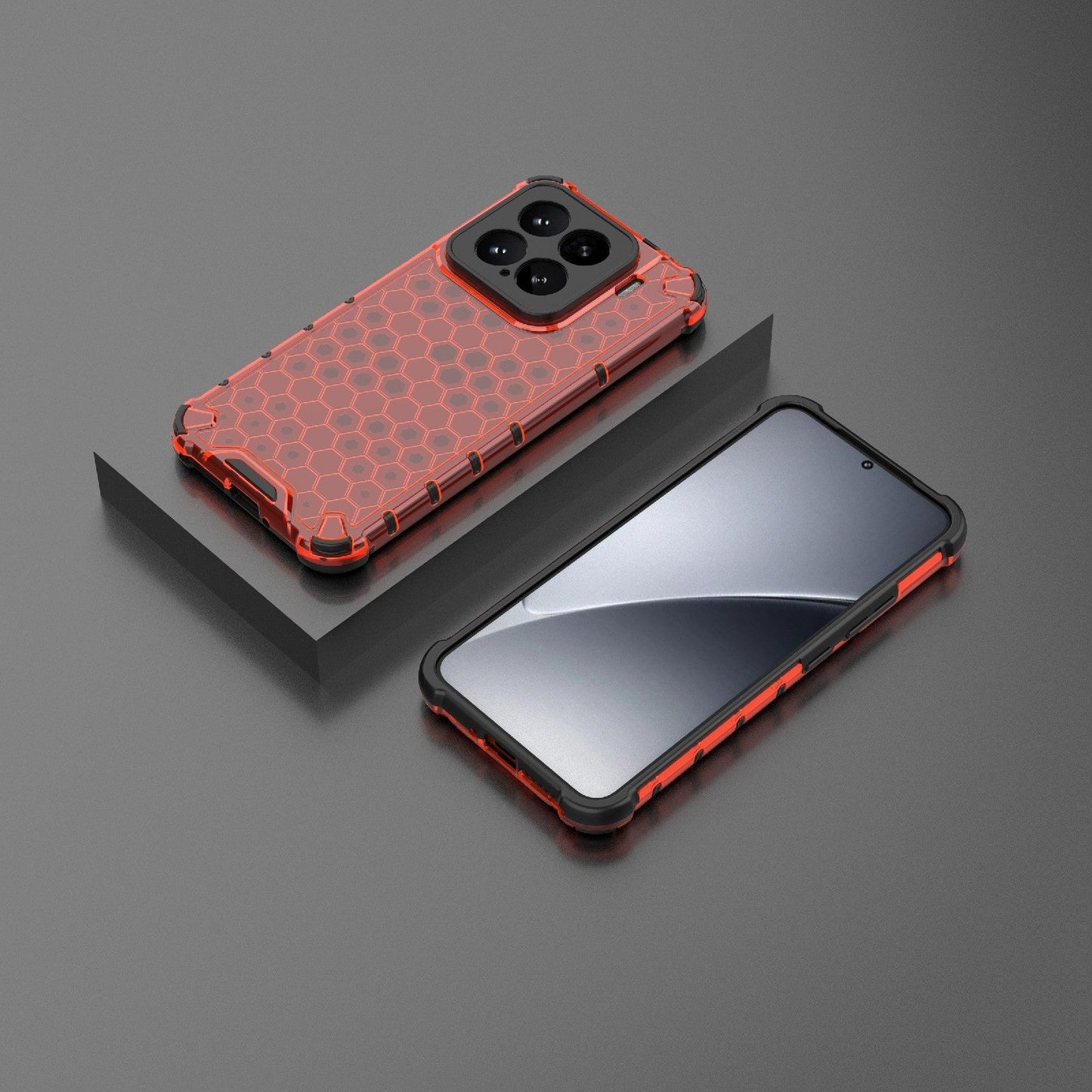 For Xiaomi 15 5G Honeycomb Shockproof Phone Case(Red)
