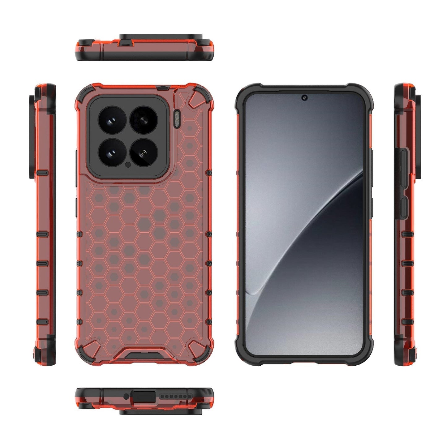 For Xiaomi 15 5G Honeycomb Shockproof Phone Case(Red)