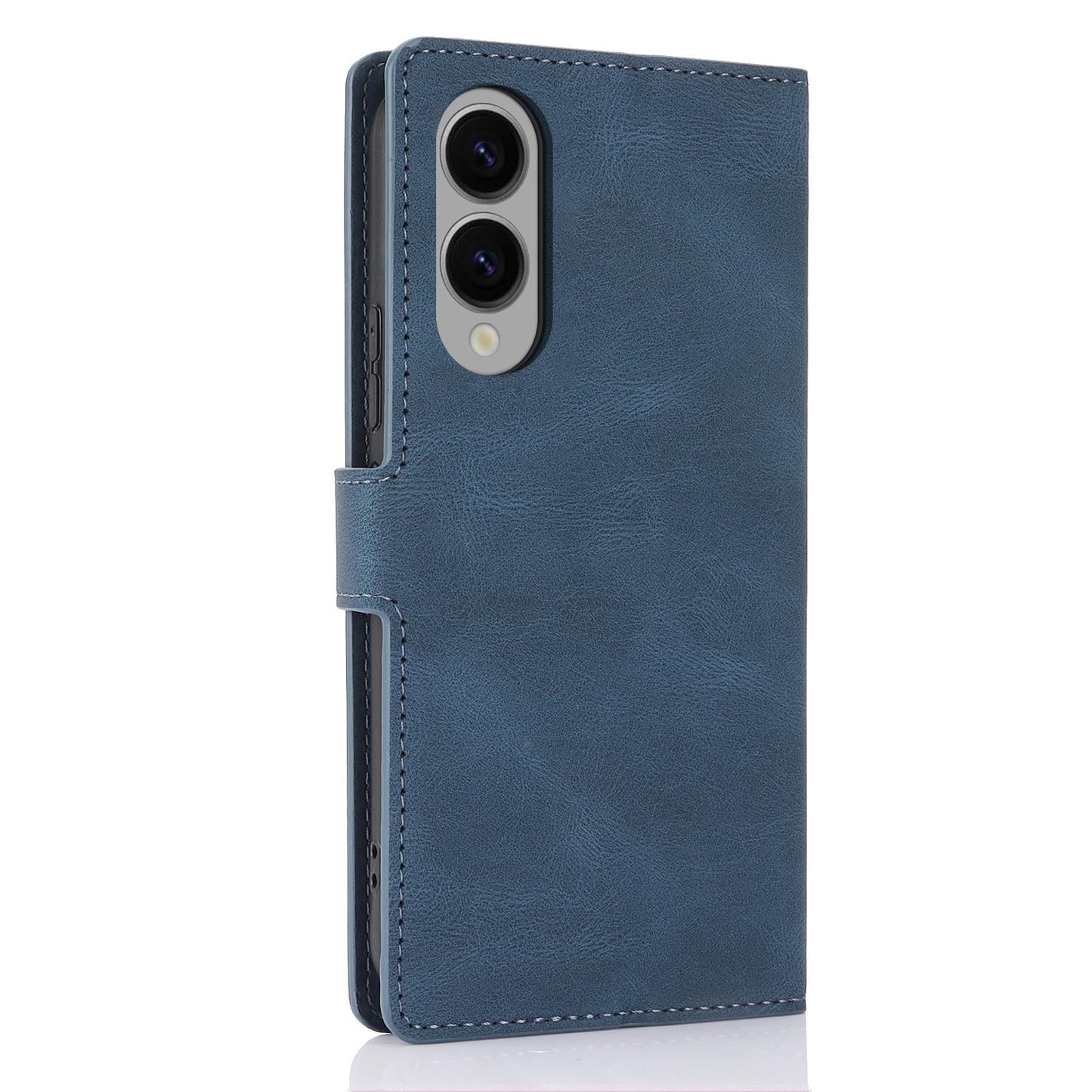 For Samsung Galaxy S25 Edge 5G Fantasy Skin-feel Calfskin Texture Leather Phone Case(Blue)