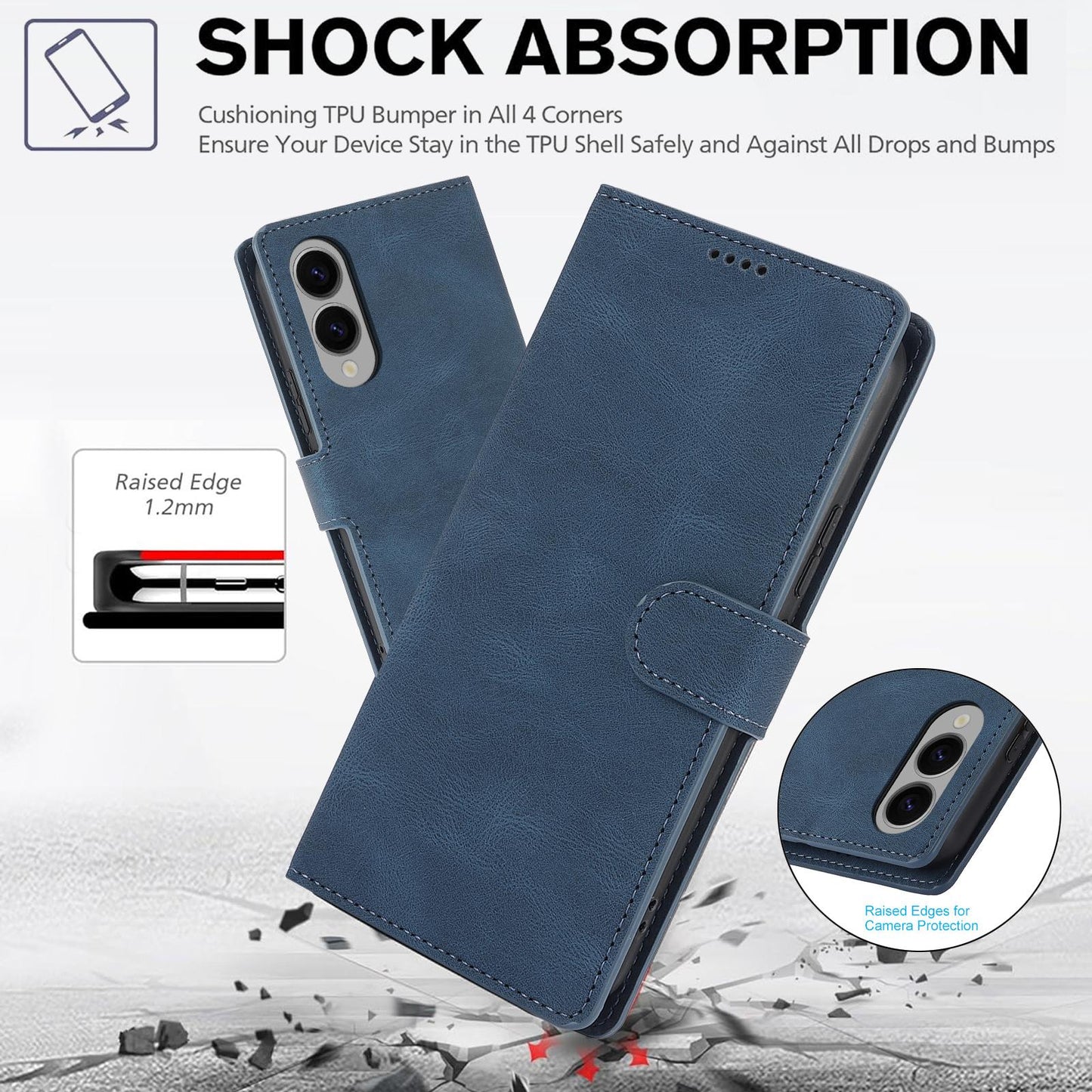 For Samsung Galaxy S25 Edge 5G Fantasy Skin-feel Calfskin Texture Leather Phone Case(Blue)