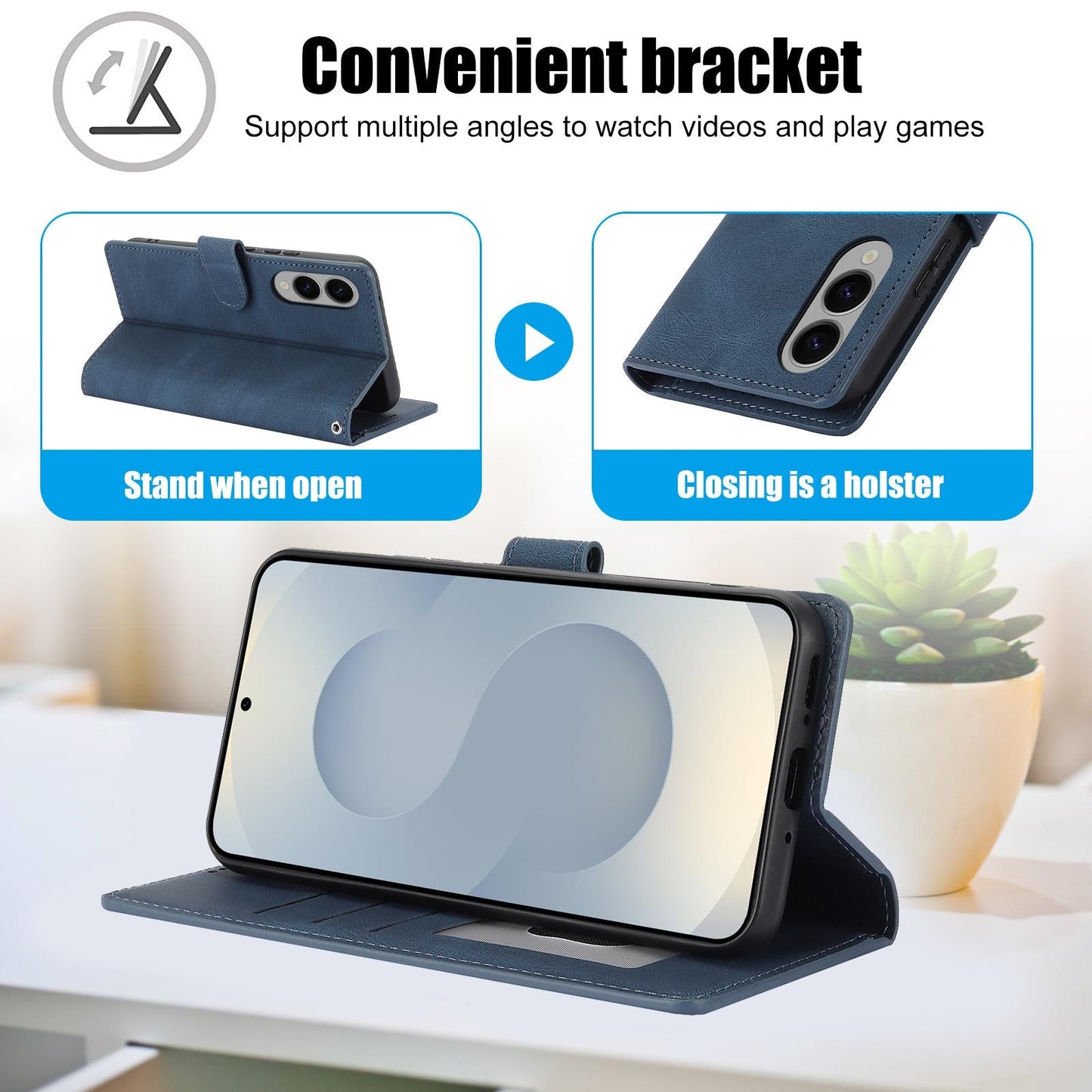 For Samsung Galaxy S25 Edge 5G Fantasy Skin-feel Calfskin Texture Leather Phone Case(Blue)