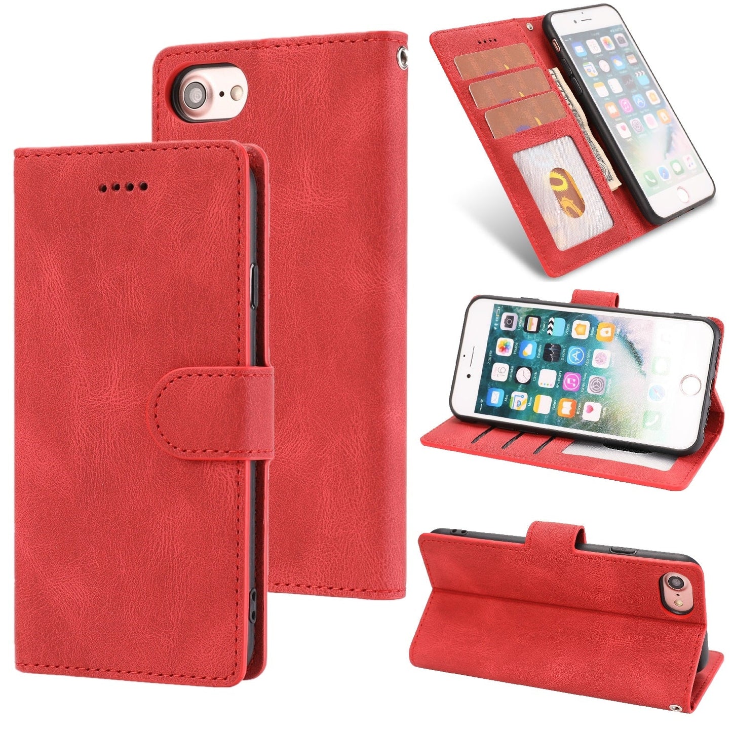 For iPhone 16e Fantasy Skin-feel Calfskin Texture Leather Phone Case(Red)
