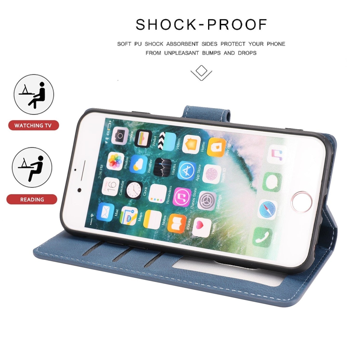 For iPhone 16e Fantasy Skin-feel Calfskin Texture Leather Phone Case(Blue)