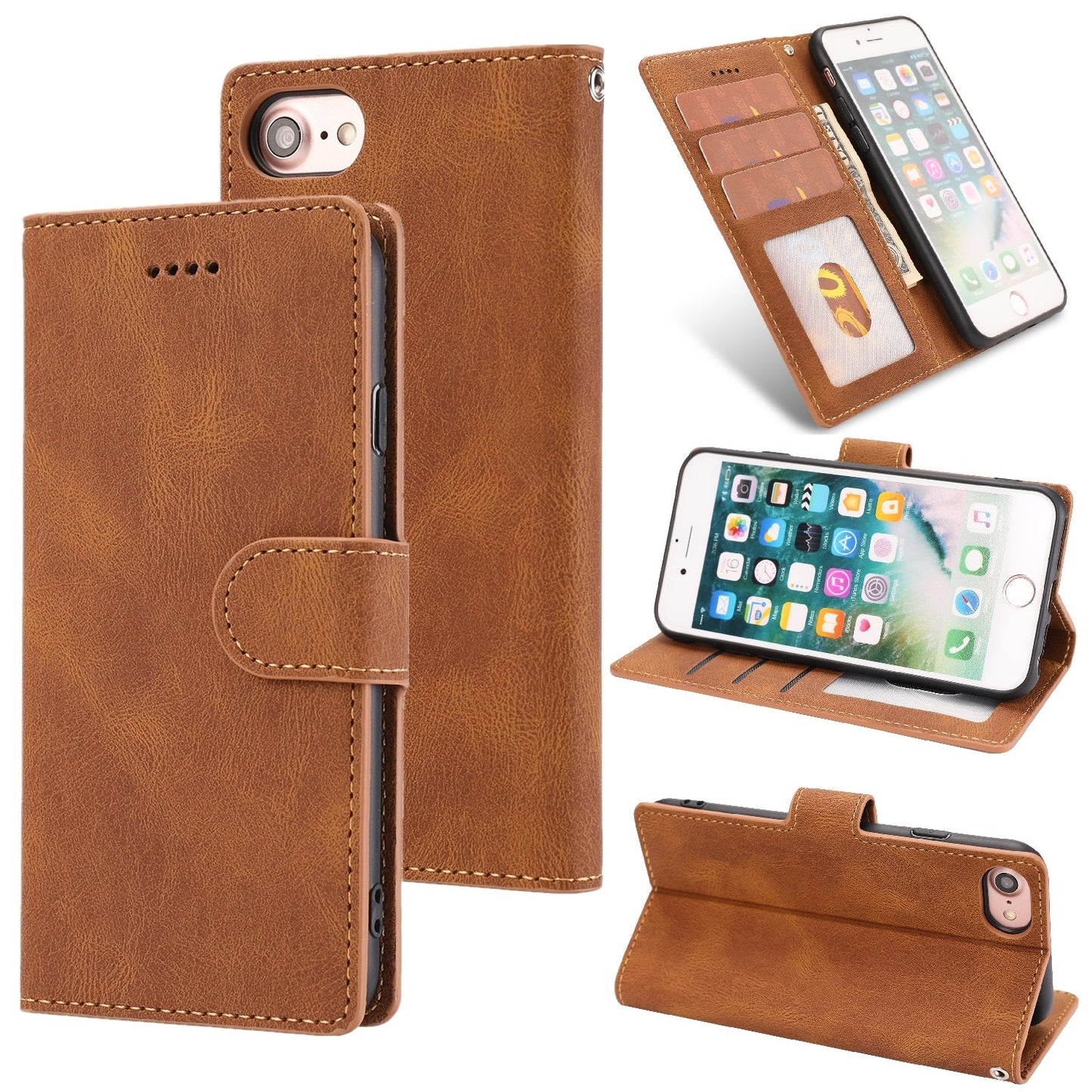 For iPhone 16e Fantasy Skin-feel Calfskin Texture Leather Phone Case(Brown)