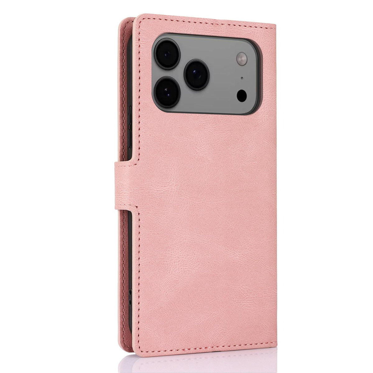 Compatible with iPhone 18 Pro Max & 17 Pro Max Fantasy Skin-feel Calfskin Texture Leather Phone Case - Pink