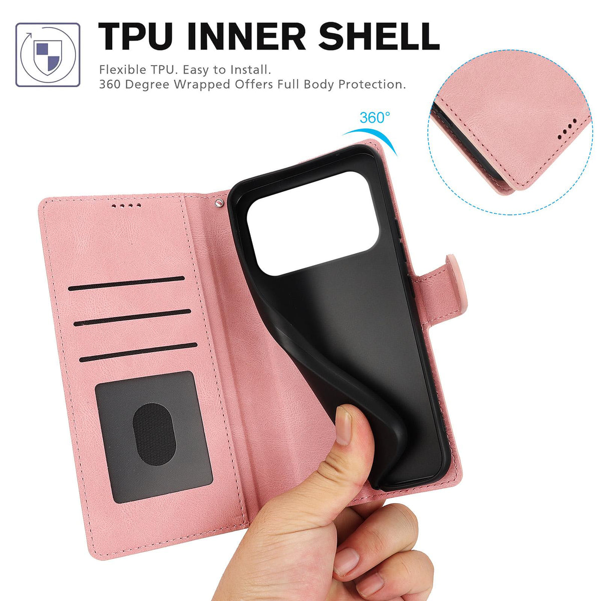 Compatible with iPhone 18 Pro Max & 17 Pro Max Fantasy Skin-feel Calfskin Texture Leather Phone Case - Pink