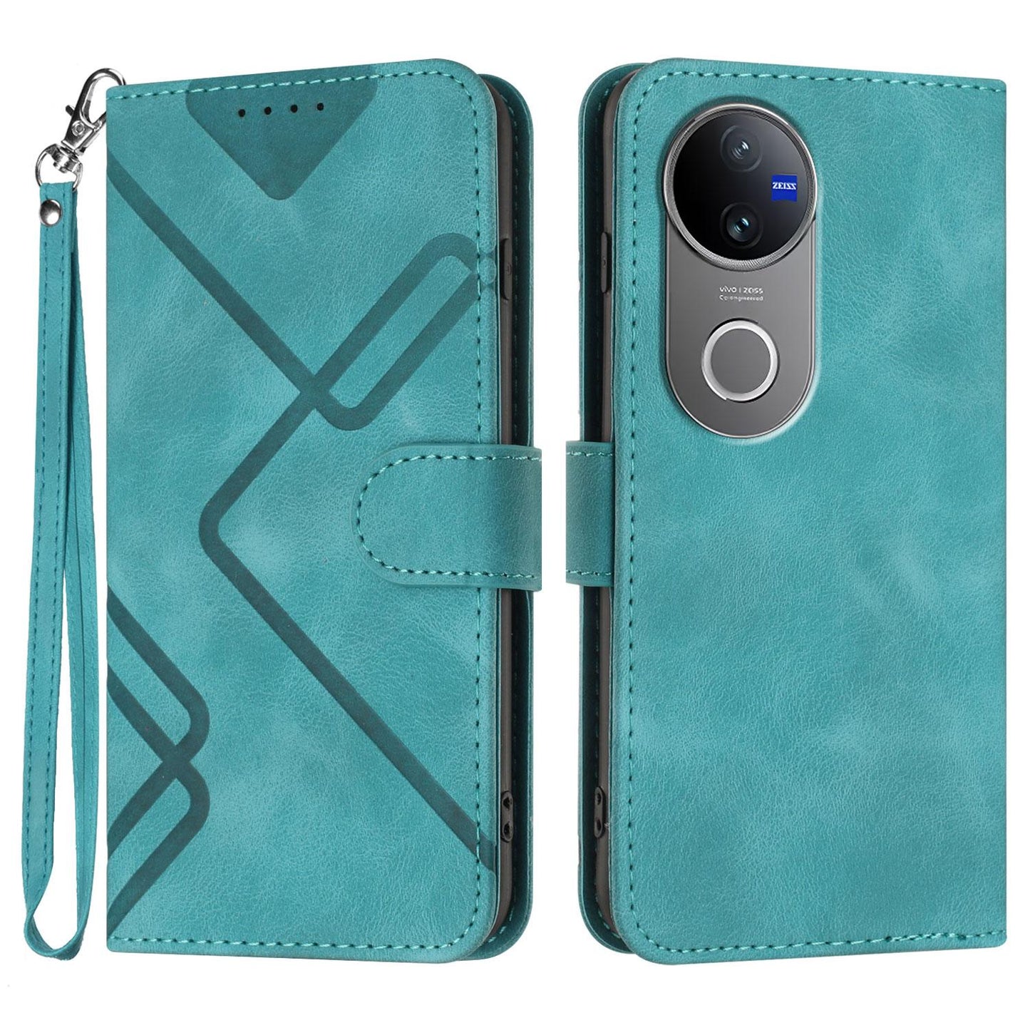 For vivo V50 Line Pattern Skin Feel Leather Phone Case(Light Blue)