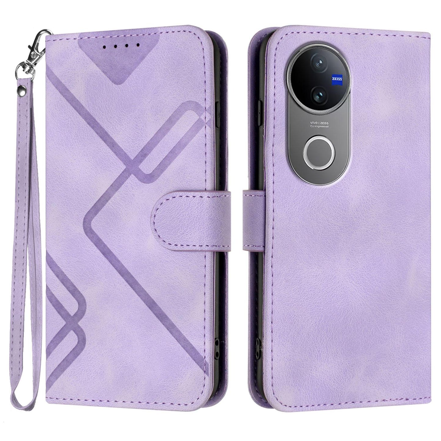 For vivo V50 Line Pattern Skin Feel Leather Phone Case(Light Purple)