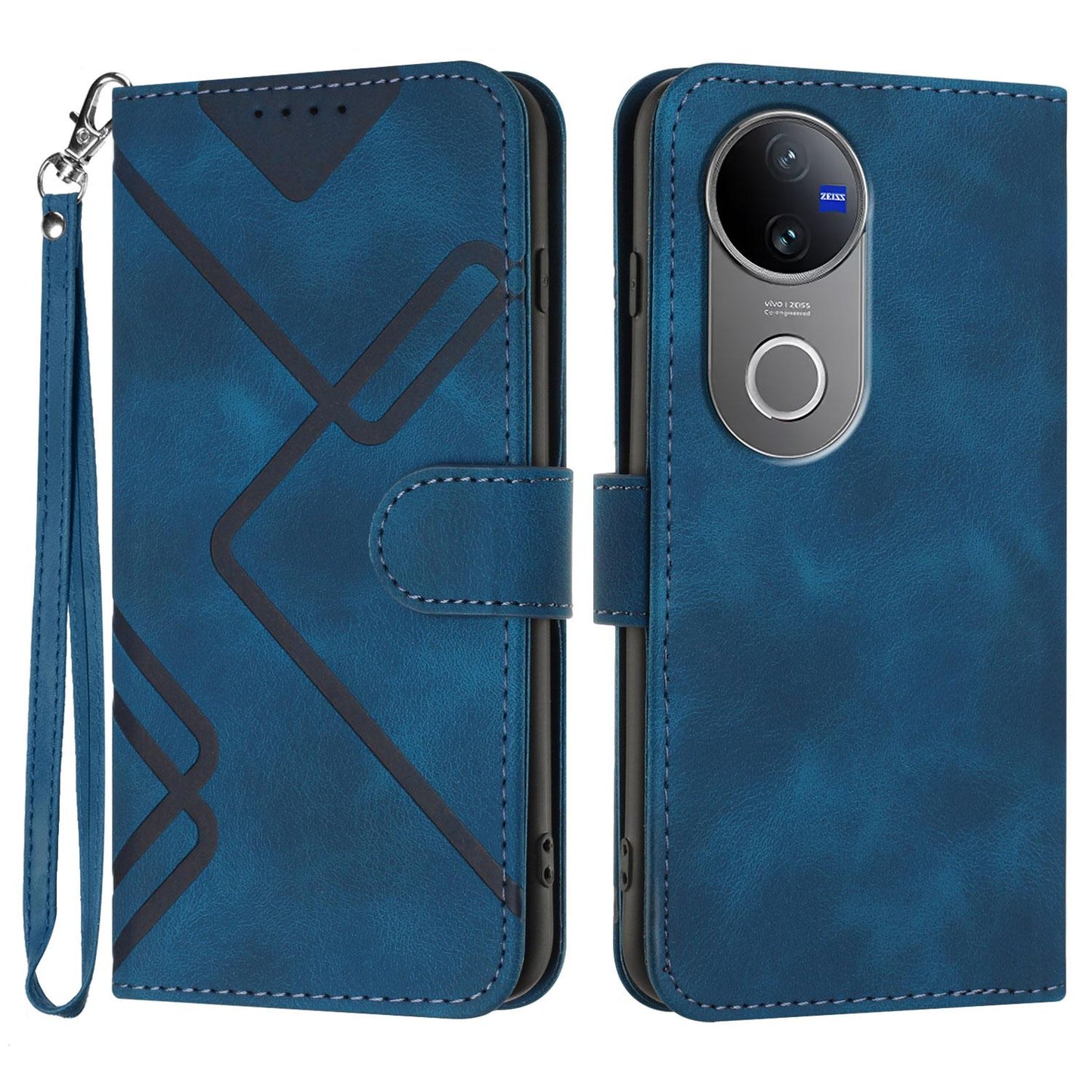 For vivo V50 Line Pattern Skin Feel Leather Phone Case(Royal Blue)