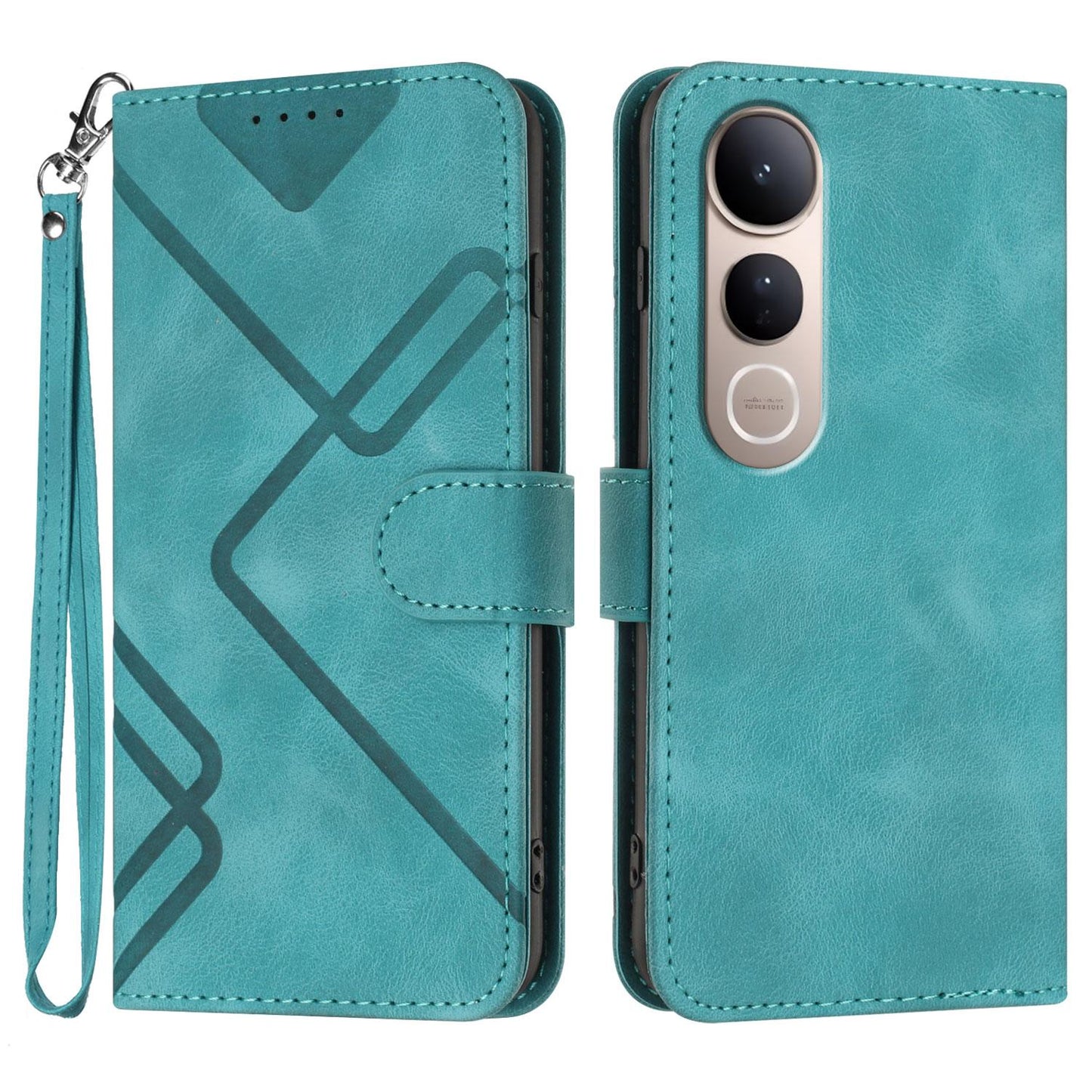 For vivo V50 Lite 4G / 5G Line Pattern Skin Feel Leather Phone Case(Light Blue)