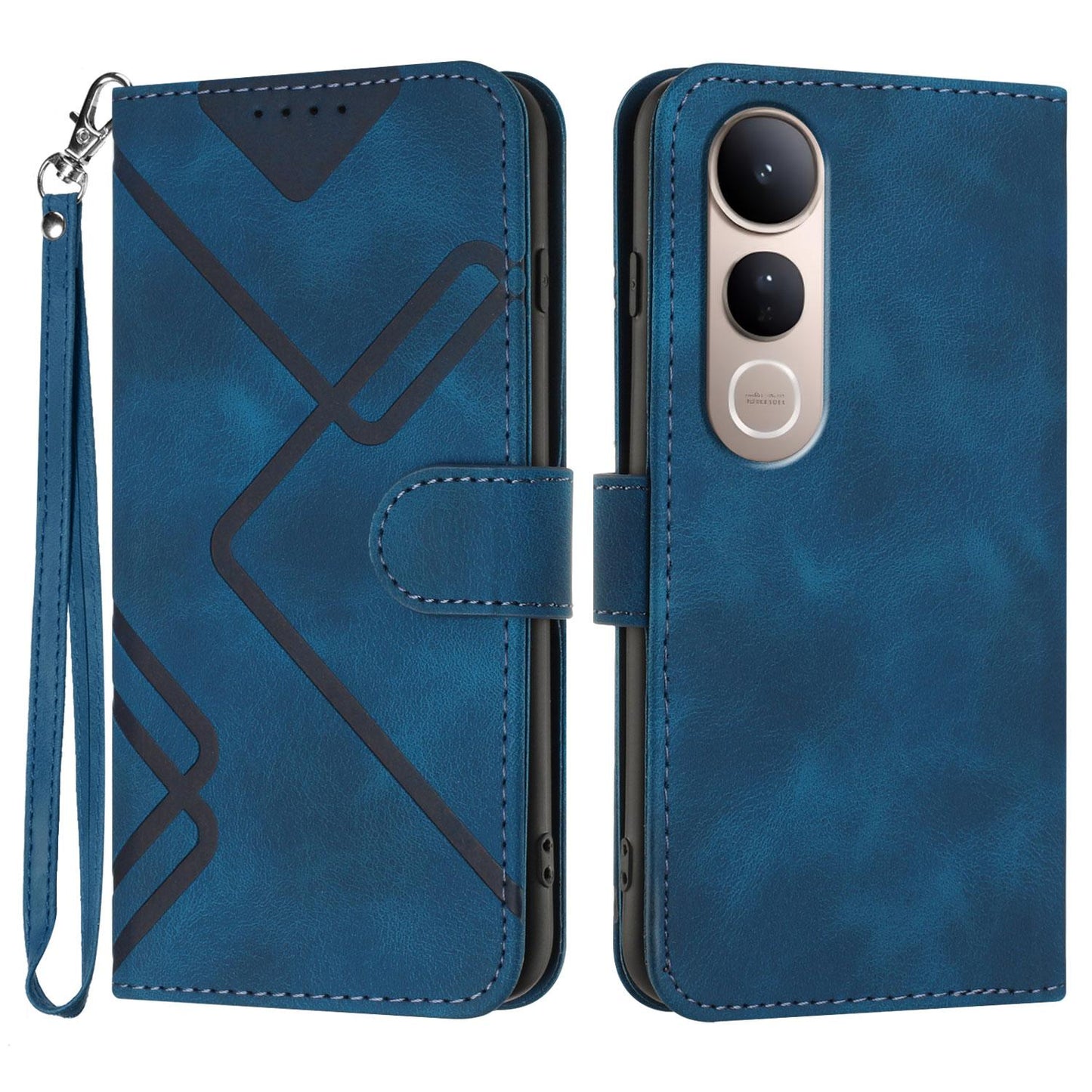 For vivo V50 Lite 4G / 5G Line Pattern Skin Feel Leather Phone Case(Royal Blue)