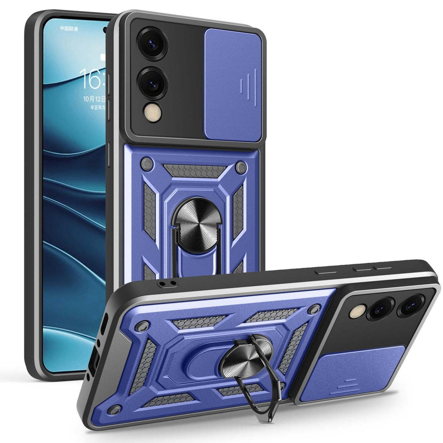For Samsung Galaxy S25 Edge 5G Sliding Camera Cover Design TPU+PC Phone Case(Blue)