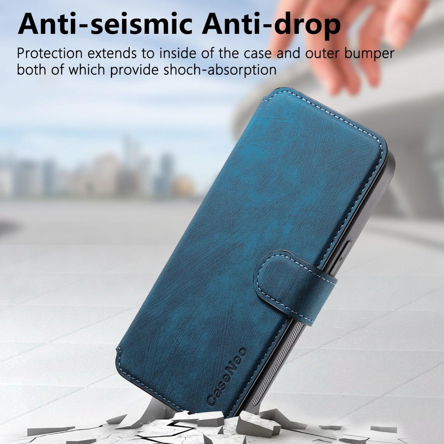 For iPhone 16e CaseNeo MagSafe RFID Anti-theft Retro Leather Phone Case(Blue)