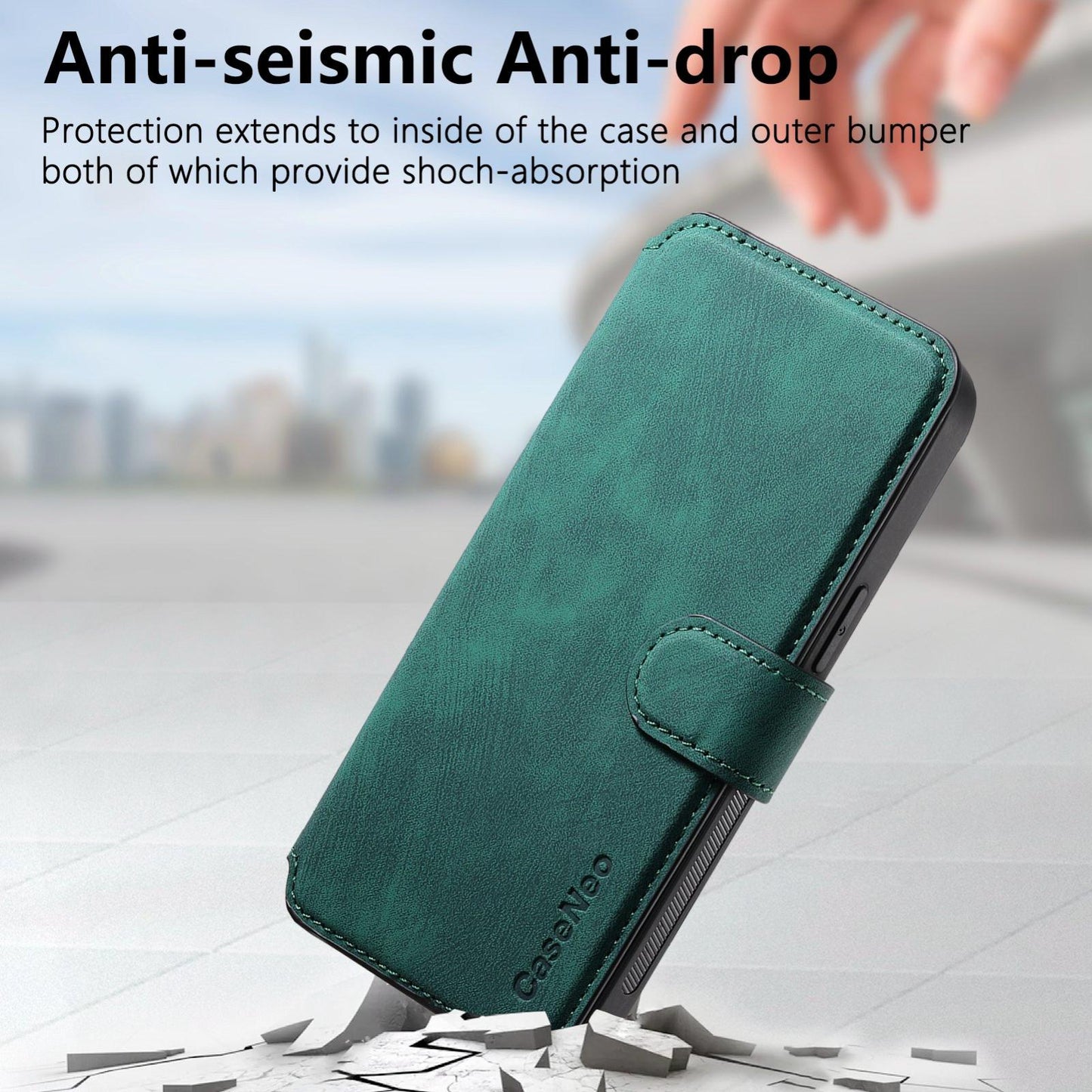 For iPhone 16e CaseNeo MagSafe RFID Anti-theft Retro Leather Phone Case(Green)