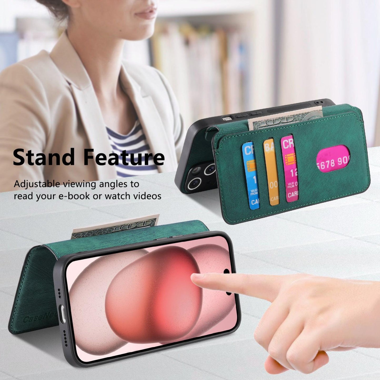 For iPhone 16e CaseNeo MagSafe RFID Anti-theft Retro Leather Phone Case(Green)