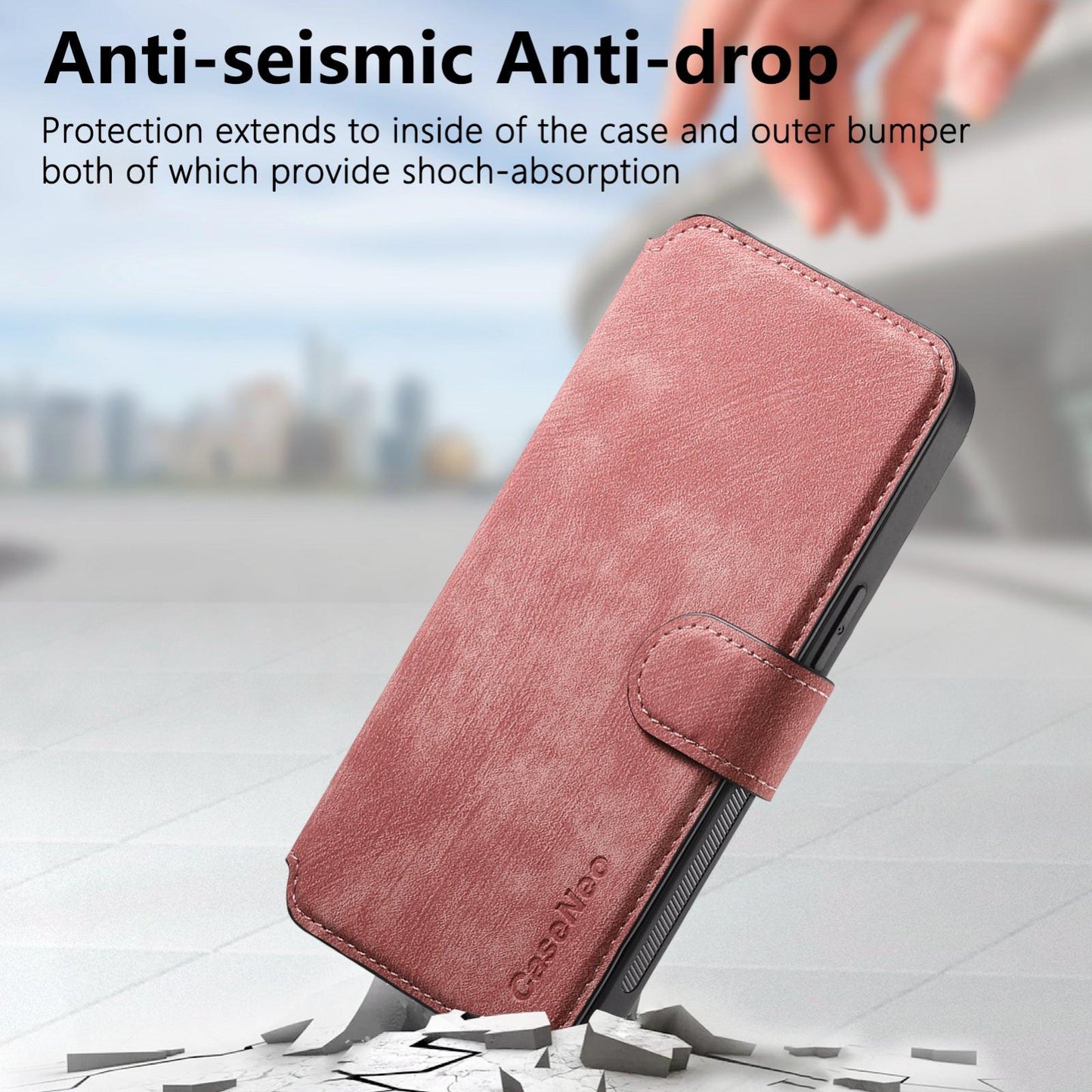 For iPhone 16e CaseNeo MagSafe RFID Anti-theft Retro Leather Phone Case(Pink)
