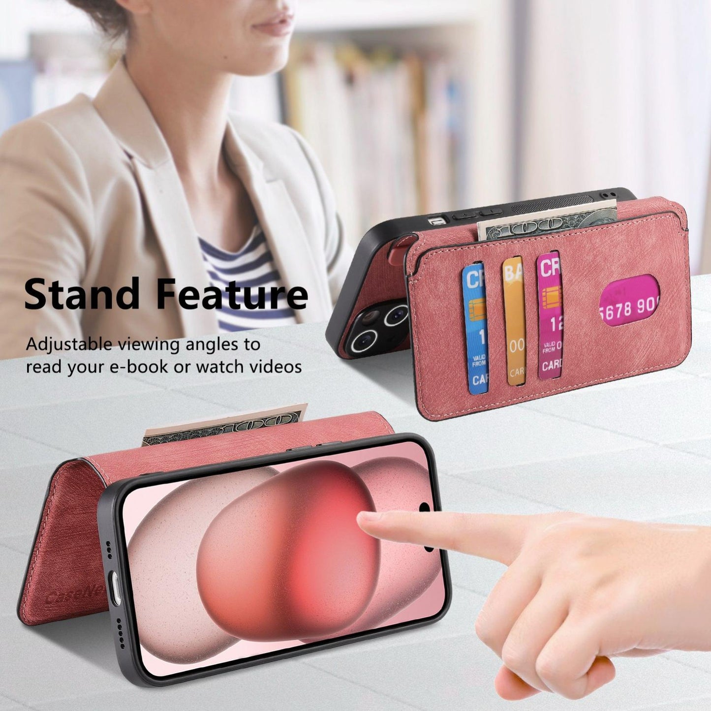 For iPhone 16e CaseNeo MagSafe RFID Anti-theft Retro Leather Phone Case(Pink)