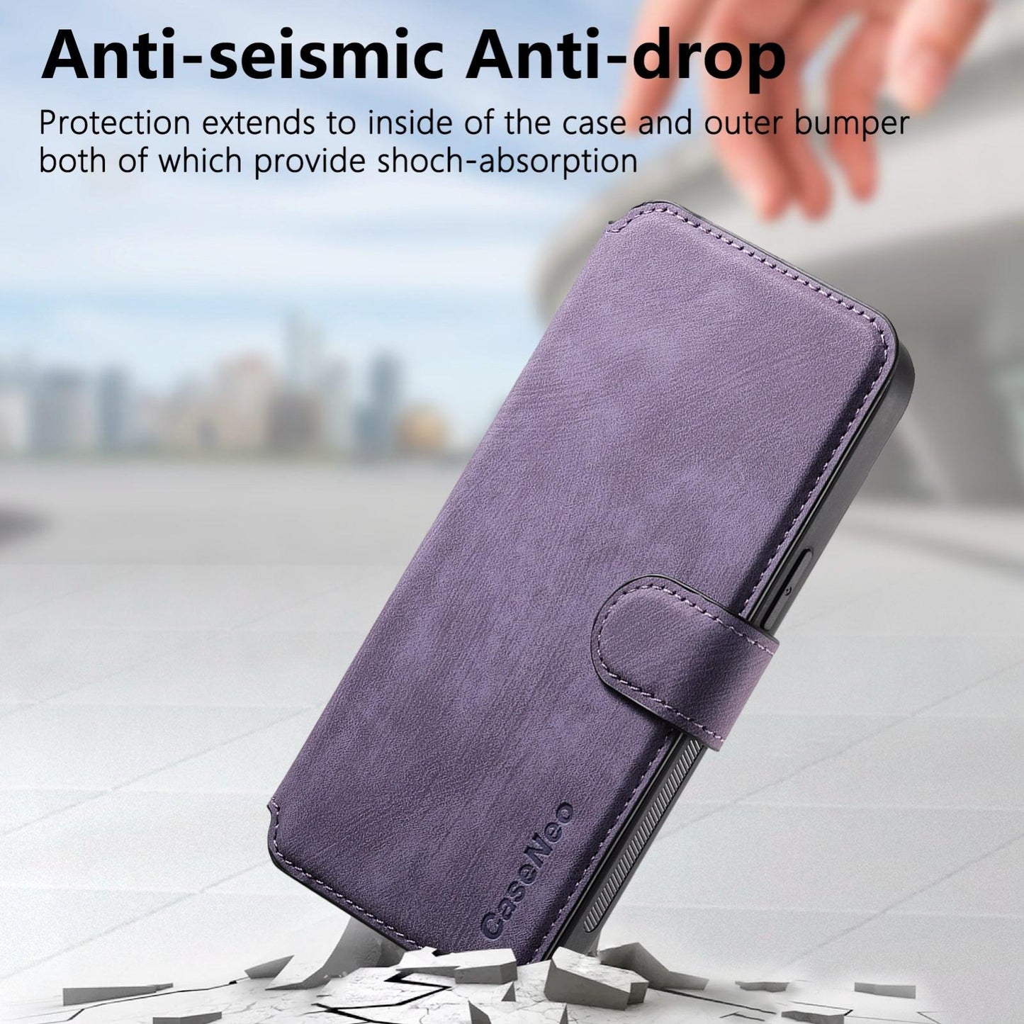 For iPhone 16e CaseNeo MagSafe RFID Anti-theft Retro Leather Phone Case(Purple)