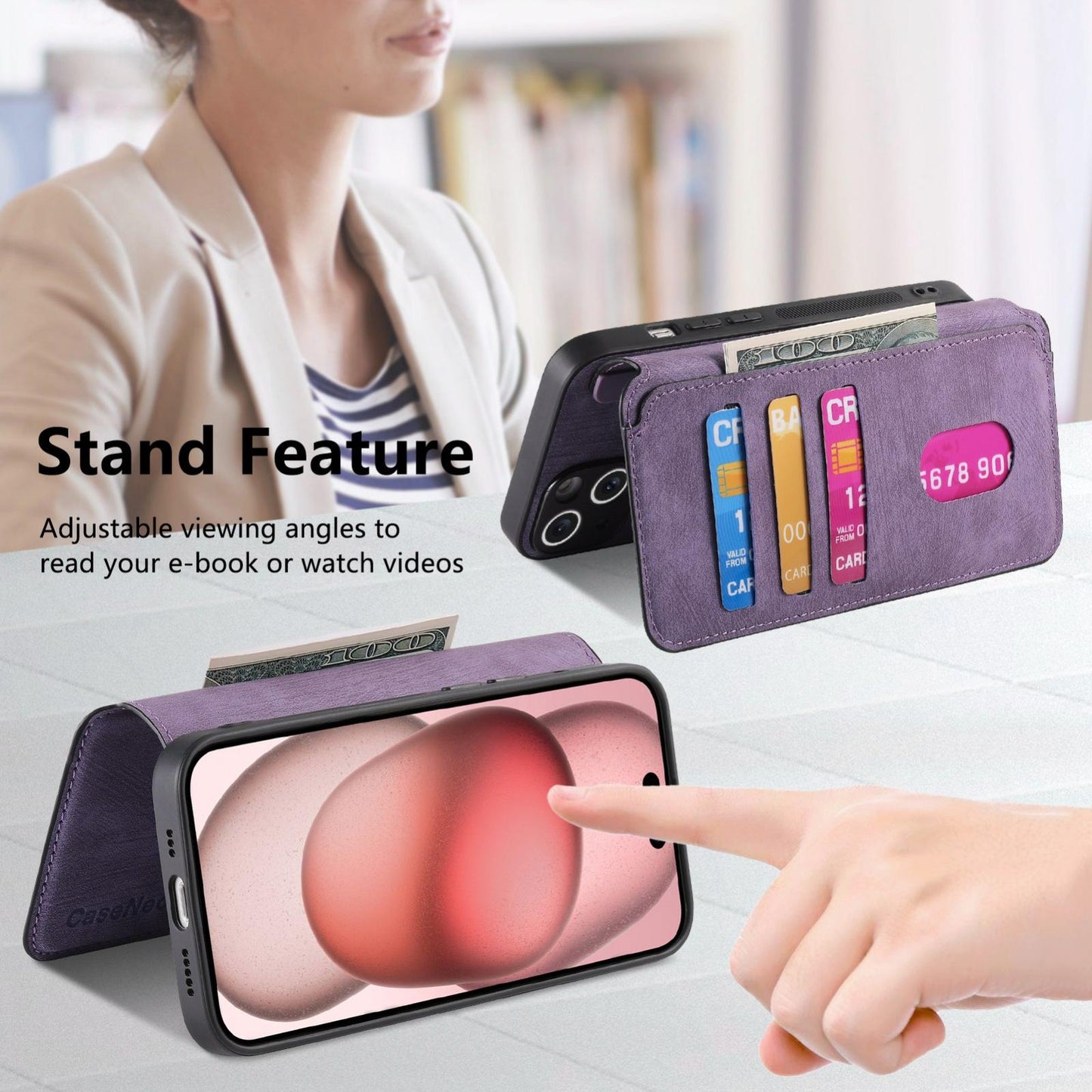 For iPhone 16e CaseNeo MagSafe RFID Anti-theft Retro Leather Phone Case(Purple)