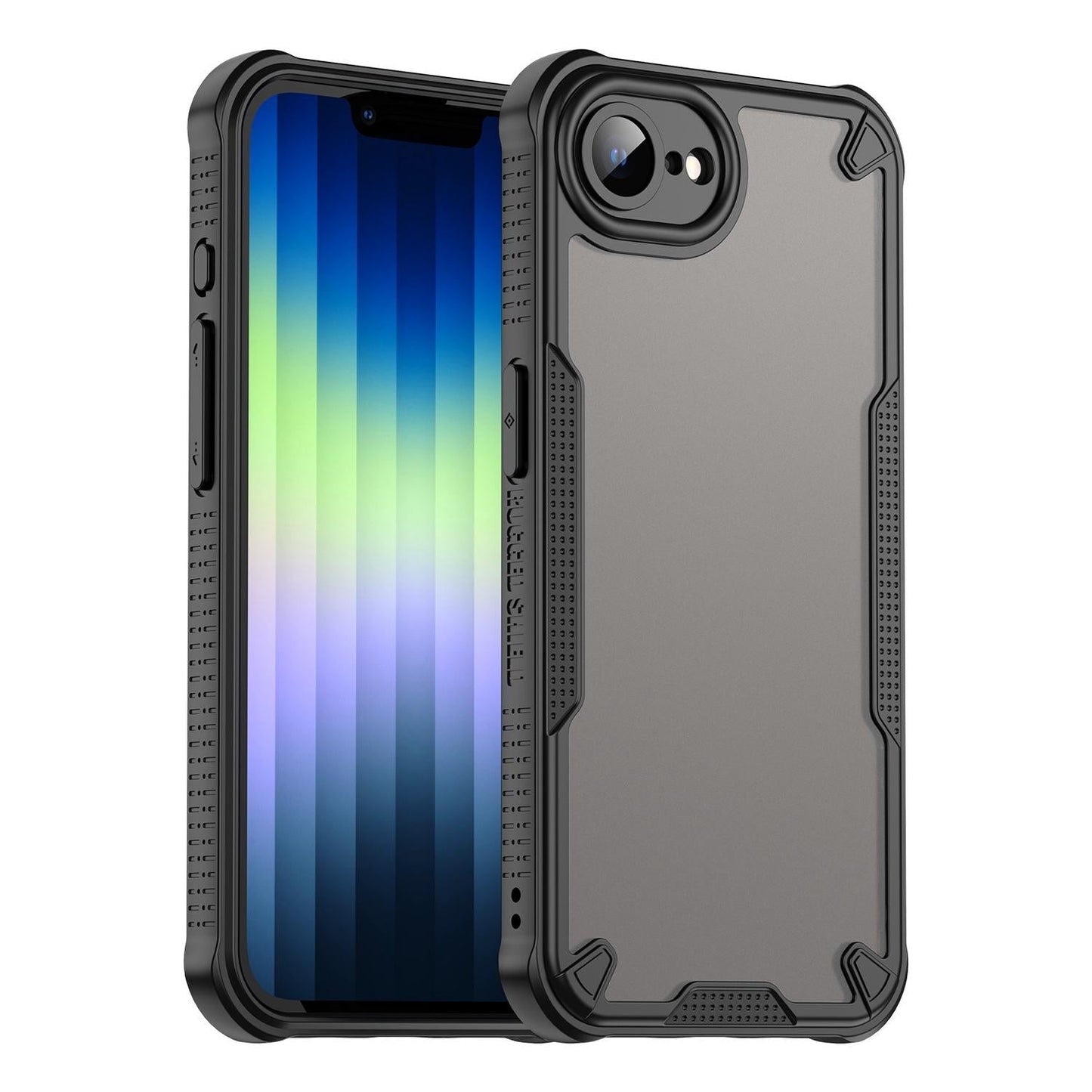 For iPhone 16e Armor Glaze PC Hybrid TPU Phone Case(Black)
