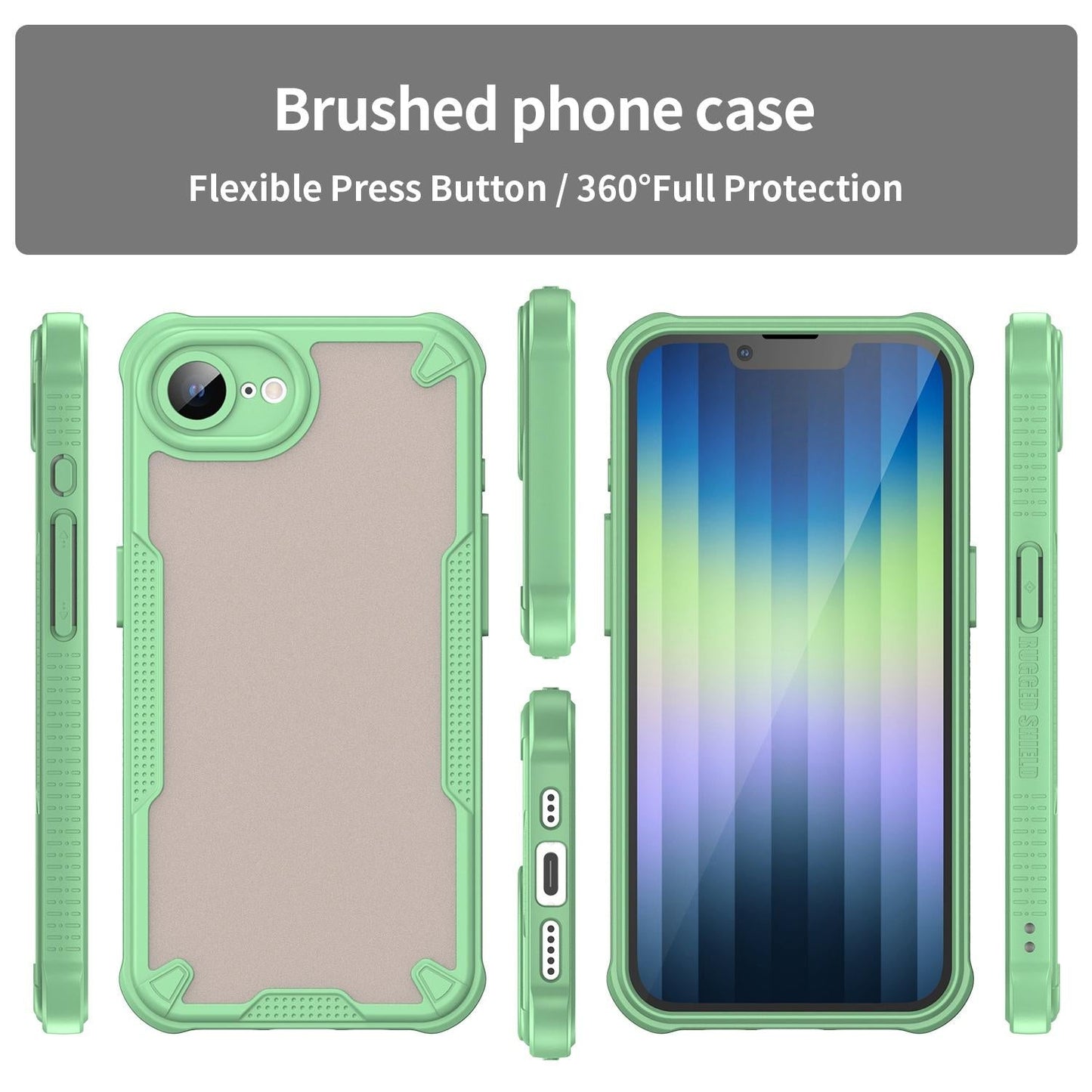 For iPhone 16e Armor Glaze PC Hybrid TPU Phone Case(Green)