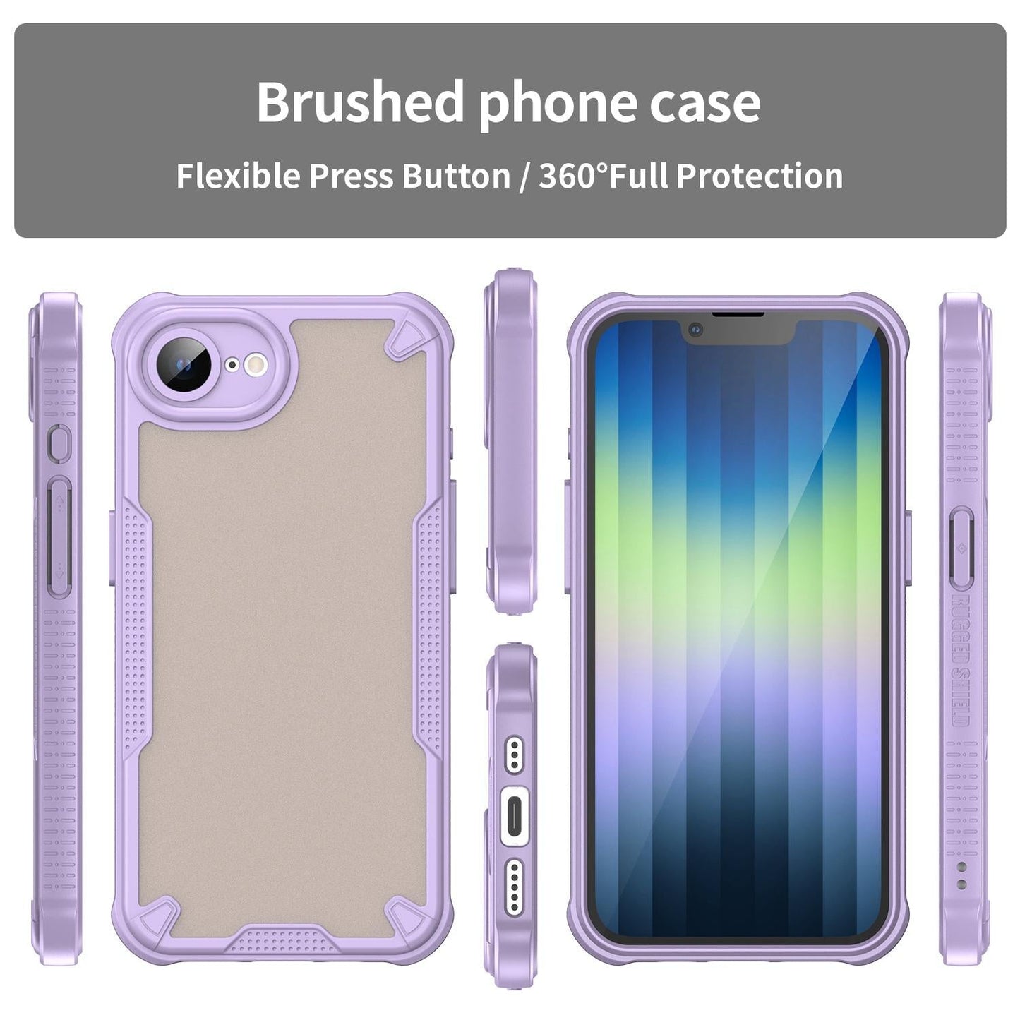 For iPhone 16e Armor Glaze PC Hybrid TPU Phone Case(Purple)