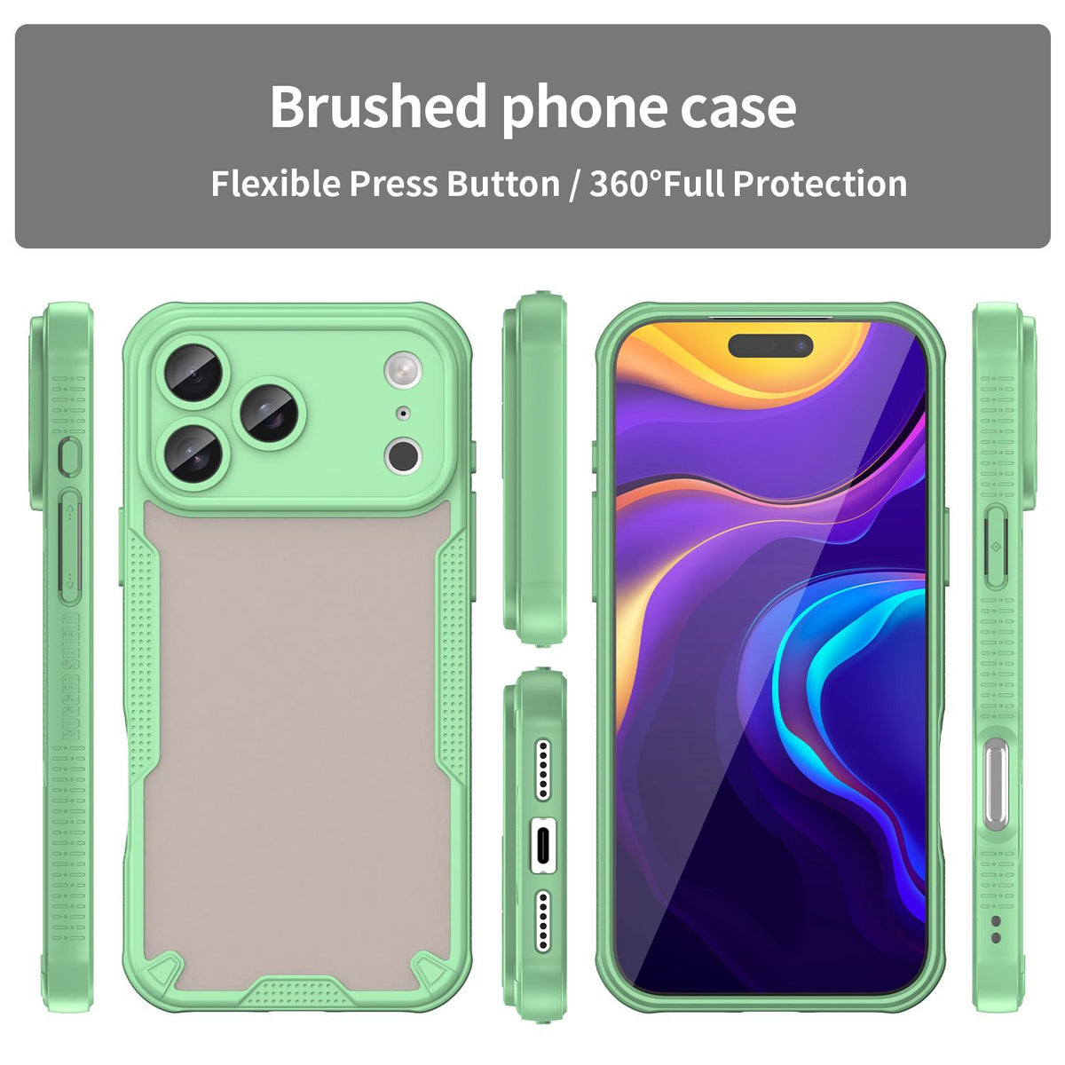 Compatible with iPhone 18 Pro Max Armor Glaze PC Dual-Layer TPU Phone Case - Green
