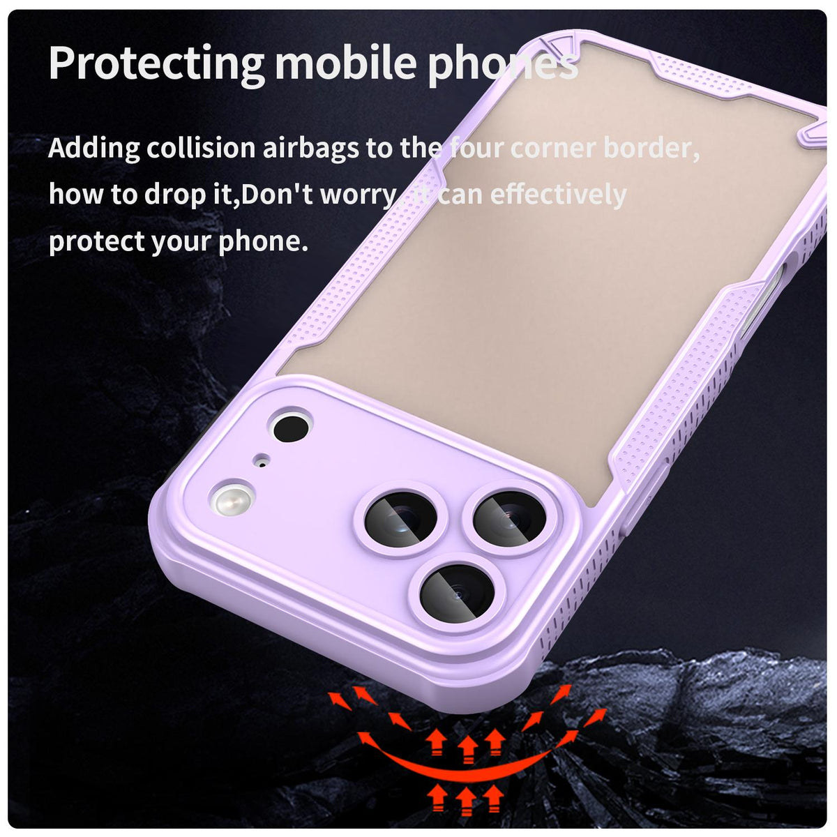 Compatible with iPhone 18 Pro Max Armor Glaze PC Dual-Layer TPU Phone Case - Purple