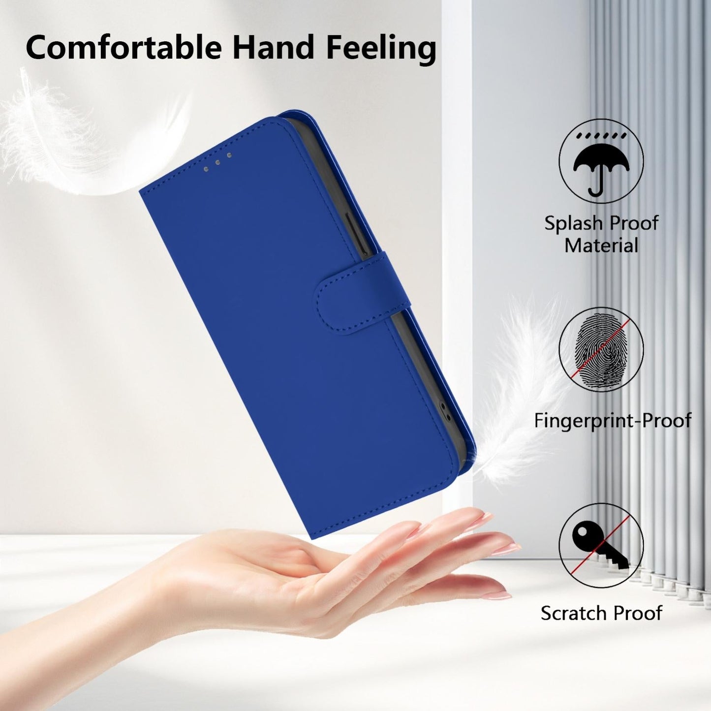 For vivo V50 Global Skin Feel Solid Color Leather Phone Case with Lanyard(Dark Blue)