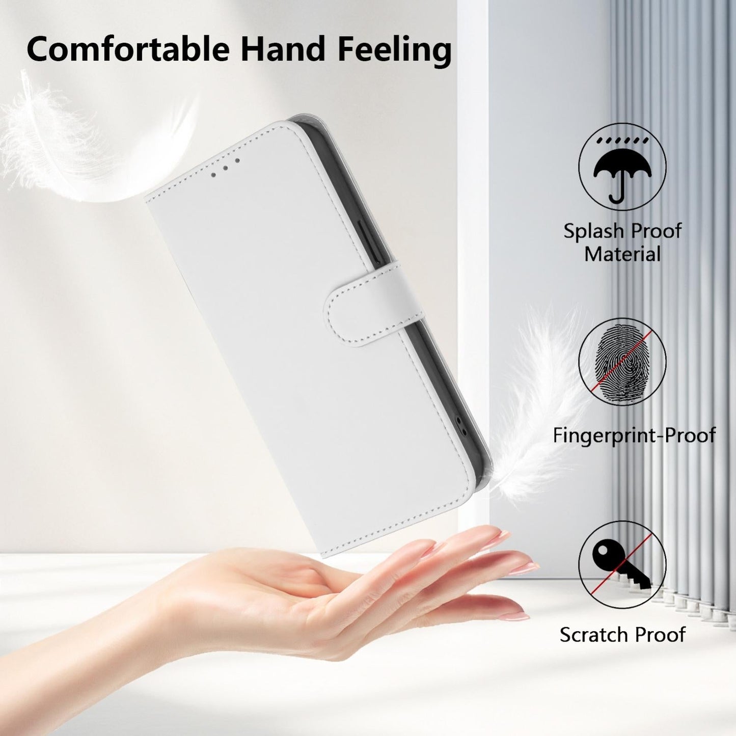 For vivo V50 Global Skin Feel Solid Color Leather Phone Case with Lanyard(White)