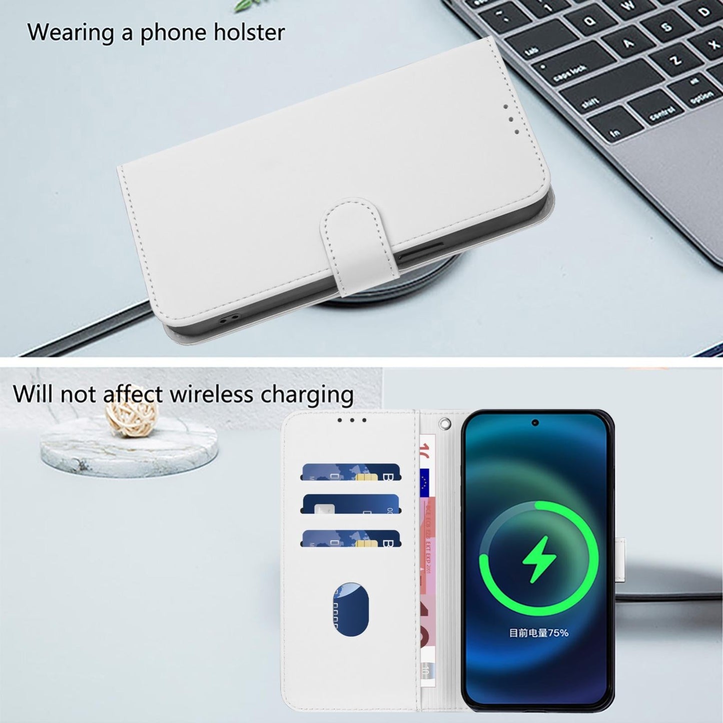 For vivo V50 Global Skin Feel Solid Color Leather Phone Case with Lanyard(White)