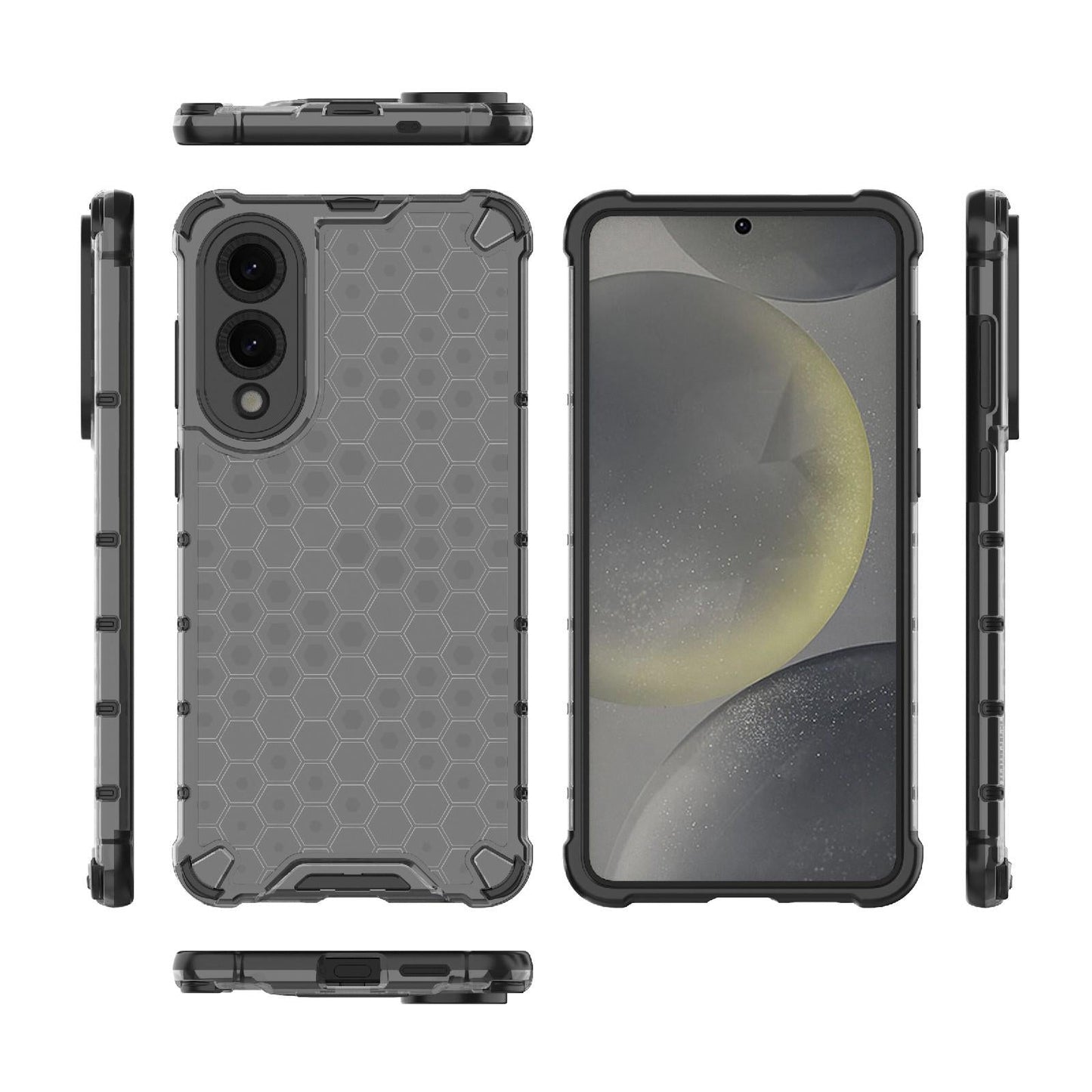 For Samsung Galaxy S25 Edge 5G Honeycomb Shockproof Phone Case(Black)