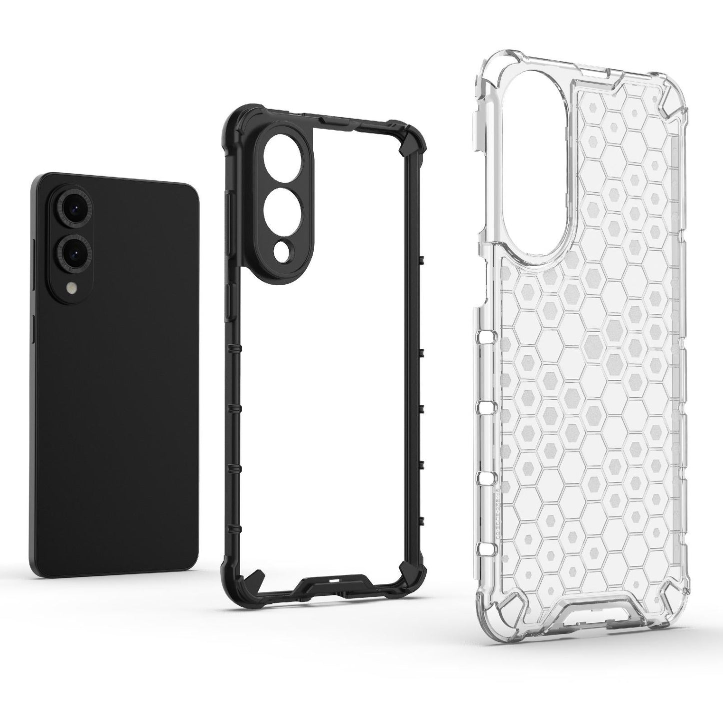 For Samsung Galaxy S25 Edge 5G Honeycomb Shockproof Phone Case(Black)