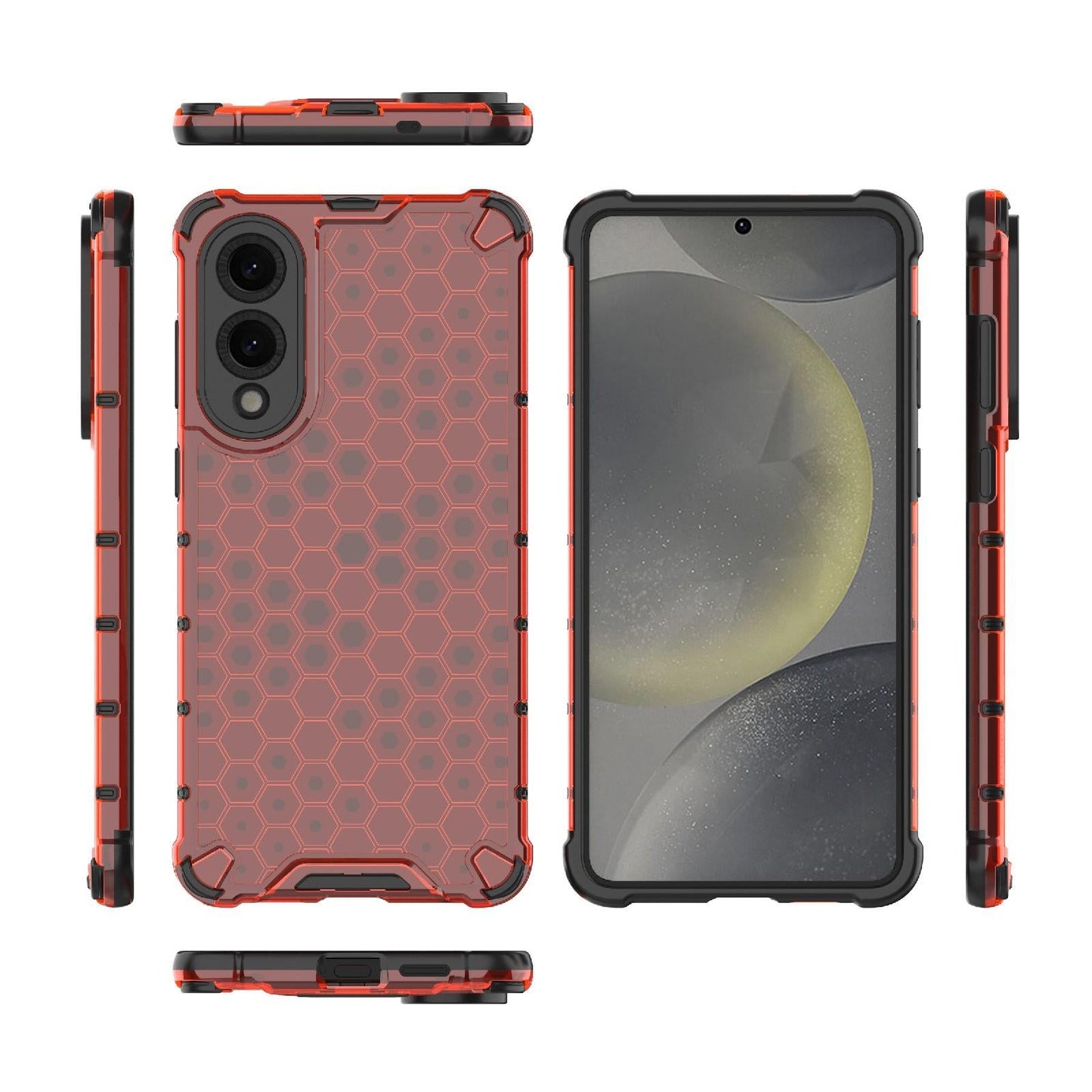 For Samsung Galaxy S25 Edge 5G Honeycomb Shockproof Phone Case(Red)