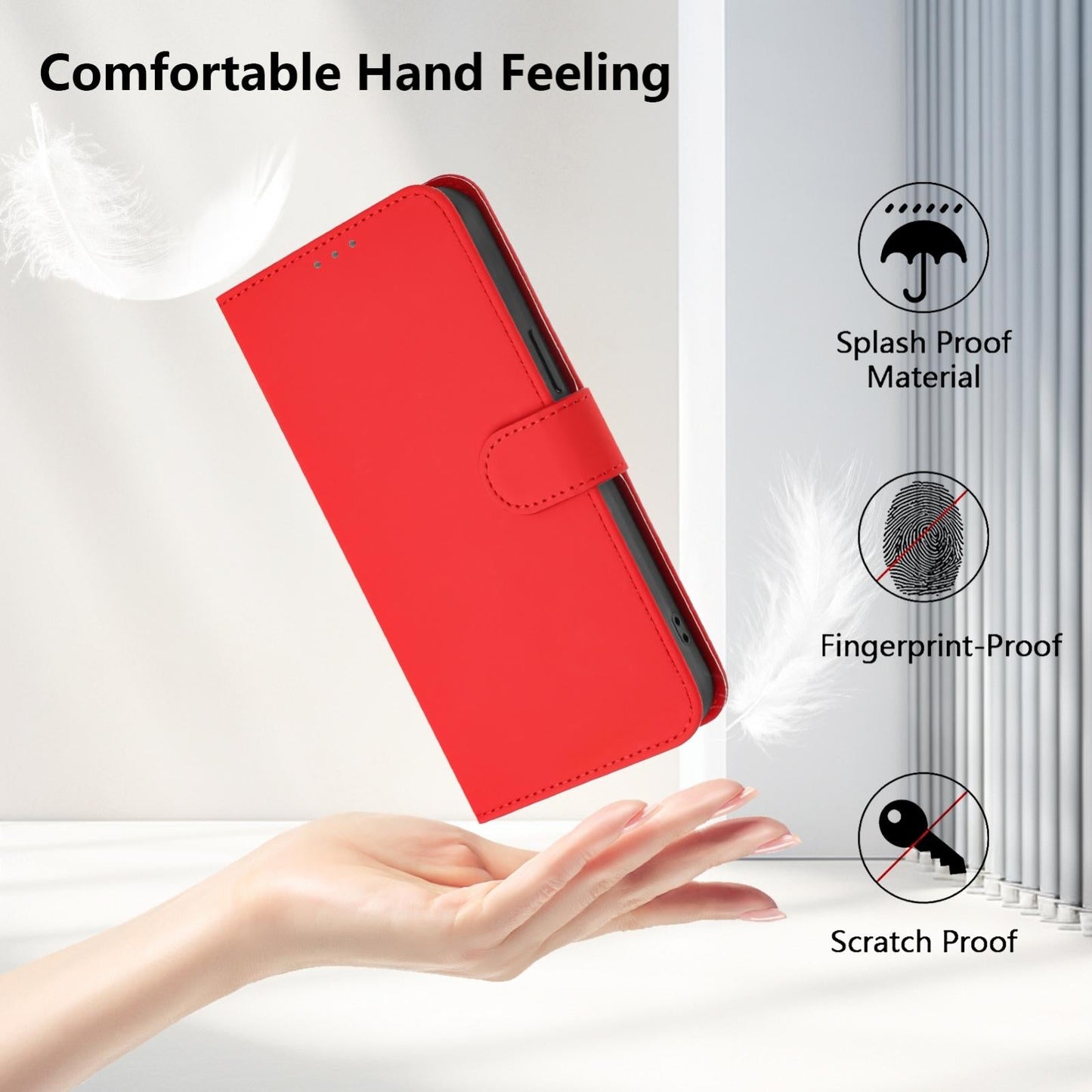 For Samsung Galaxy S25 Edge 5G Skin Feel Solid Color Leather Phone Case with Lanyard(Red)
