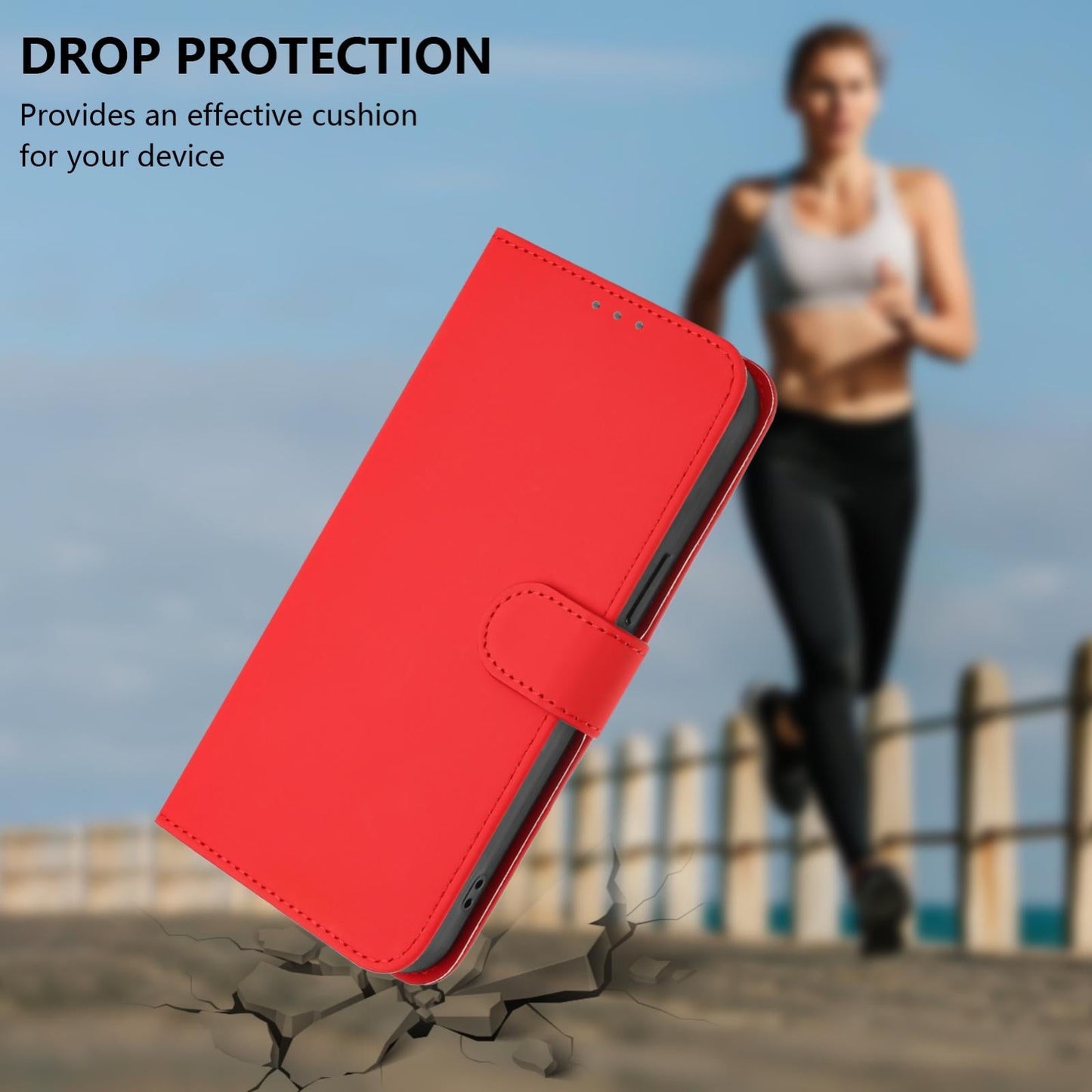For Samsung Galaxy S25 Edge 5G Skin Feel Solid Color Leather Phone Case with Lanyard(Red)