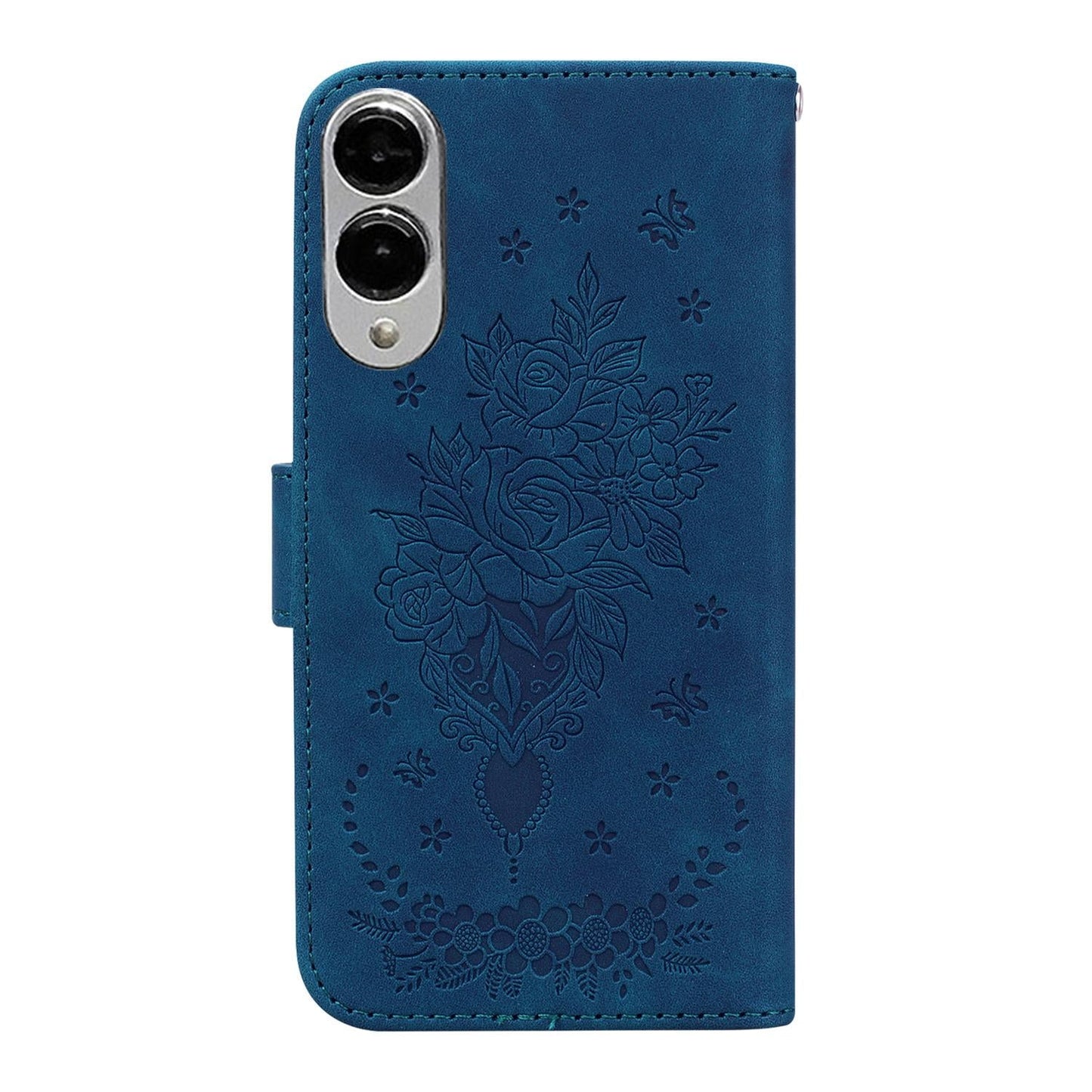 For Samsung Galaxy S25 Edge 5G Butterfly Rose Embossed Leather Phone Case(Blue)