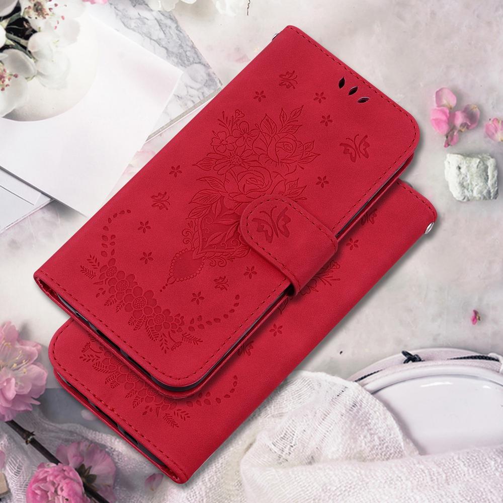 For Samsung Galaxy S25 Edge 5G Butterfly Rose Embossed Leather Phone Case(Red)