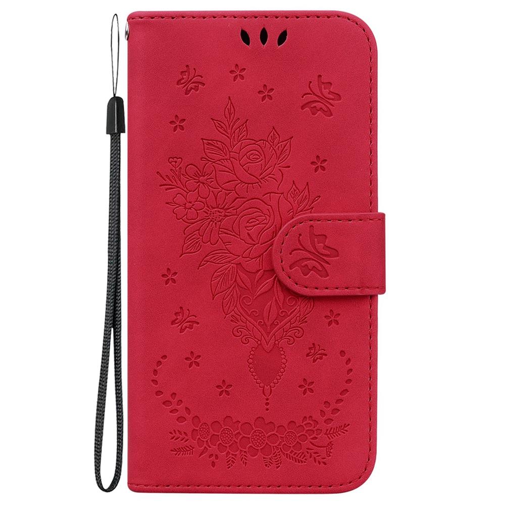 For Samsung Galaxy S25 Edge 5G Butterfly Rose Embossed Leather Phone Case(Red)