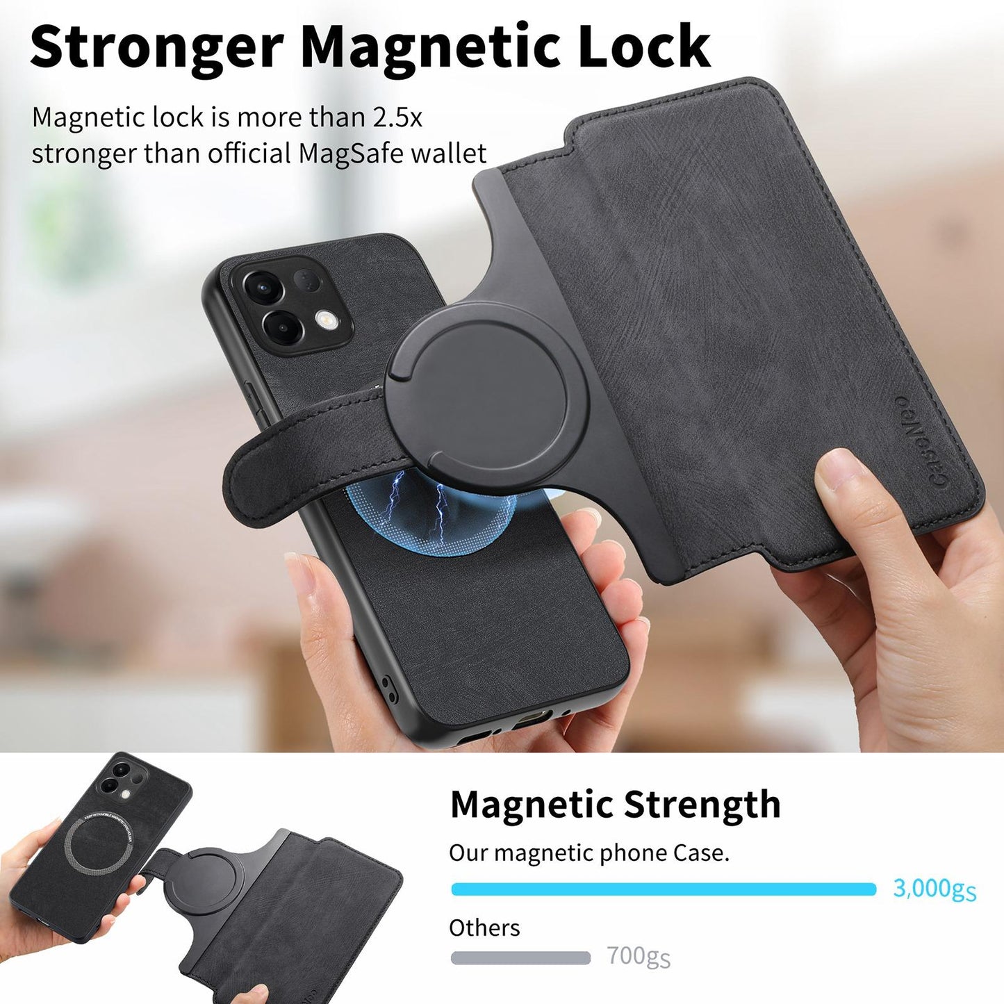 For OPPO K12s / K13x / K13 CaseNeo MagSafe RFID Anti-theft Retro Leather Phone Case(Black)