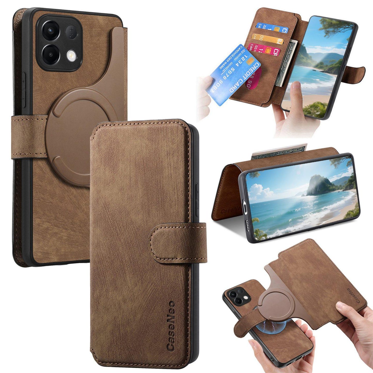 For OPPO K12s / K13x / K13 CaseNeo MagSafe RFID Anti-theft Retro Leather Phone Case(Brown)