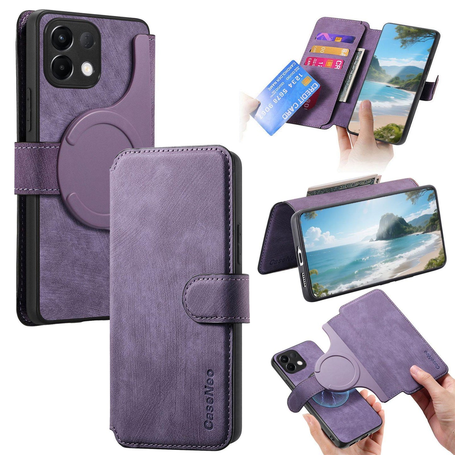 For OPPO K12s / K13x / K13 CaseNeo MagSafe RFID Anti-theft Retro Leather Phone Case(Purple)