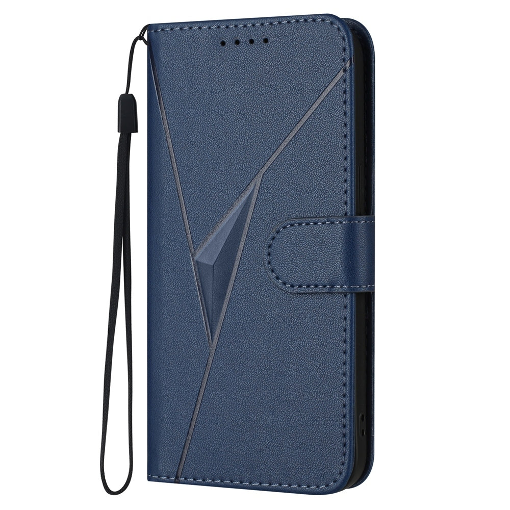 For iPhone 16e Triangle Pattern Buckle Clasp Leather Phone Case(Royal Blue)