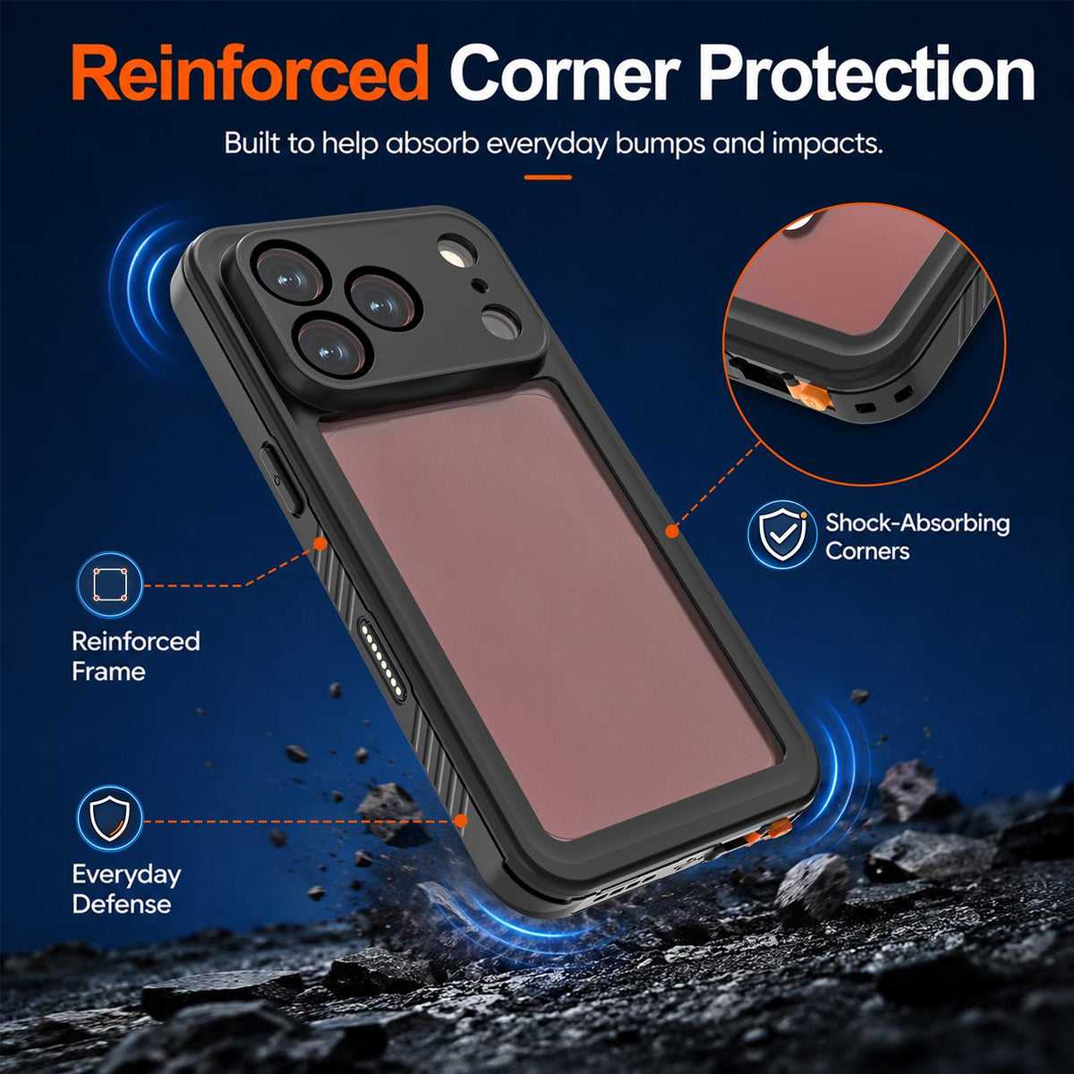 Compatible with iPhone 18 Pro Max RedPepper IP68 Waterproof Triple-proof Phone Case - Black