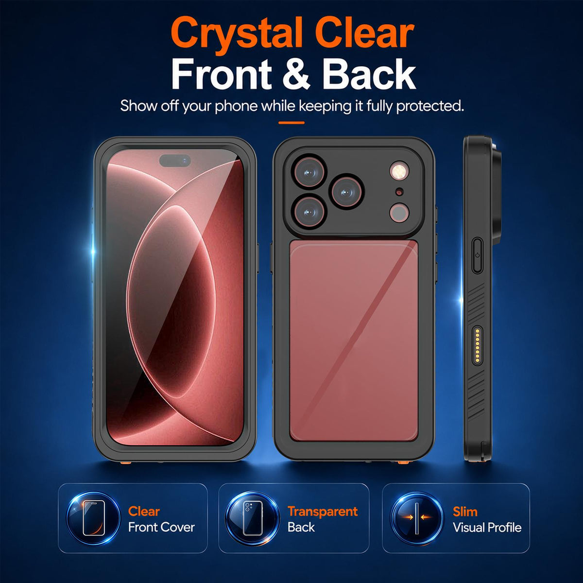 Compatible with iPhone 18 Pro Max RedPepper IP68 Waterproof Triple-proof Phone Case - Black